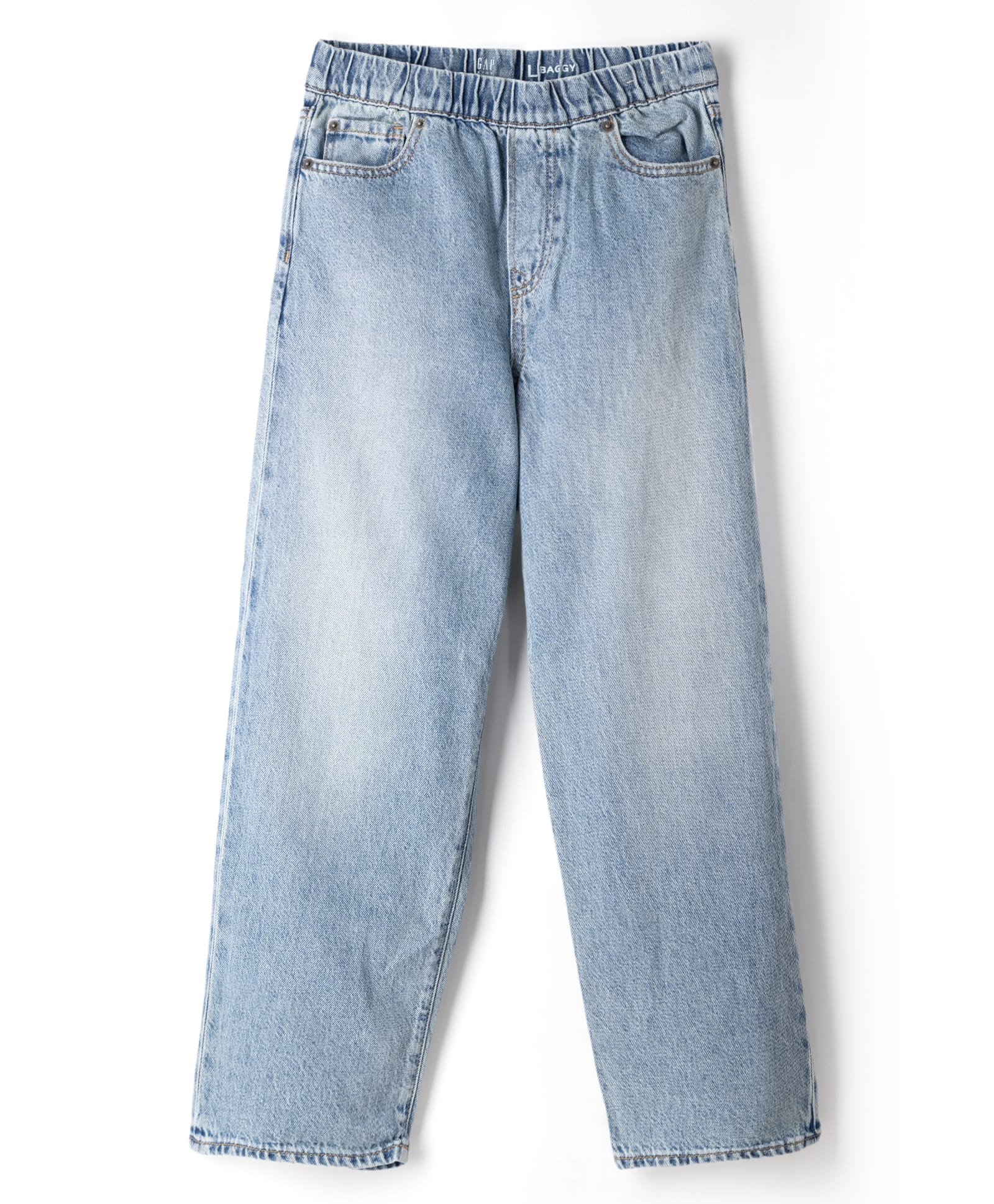 GAP Cotton Blend Woven Full Length Light Washed Relaxed Mid Rise Jeans - Blue-picture-20