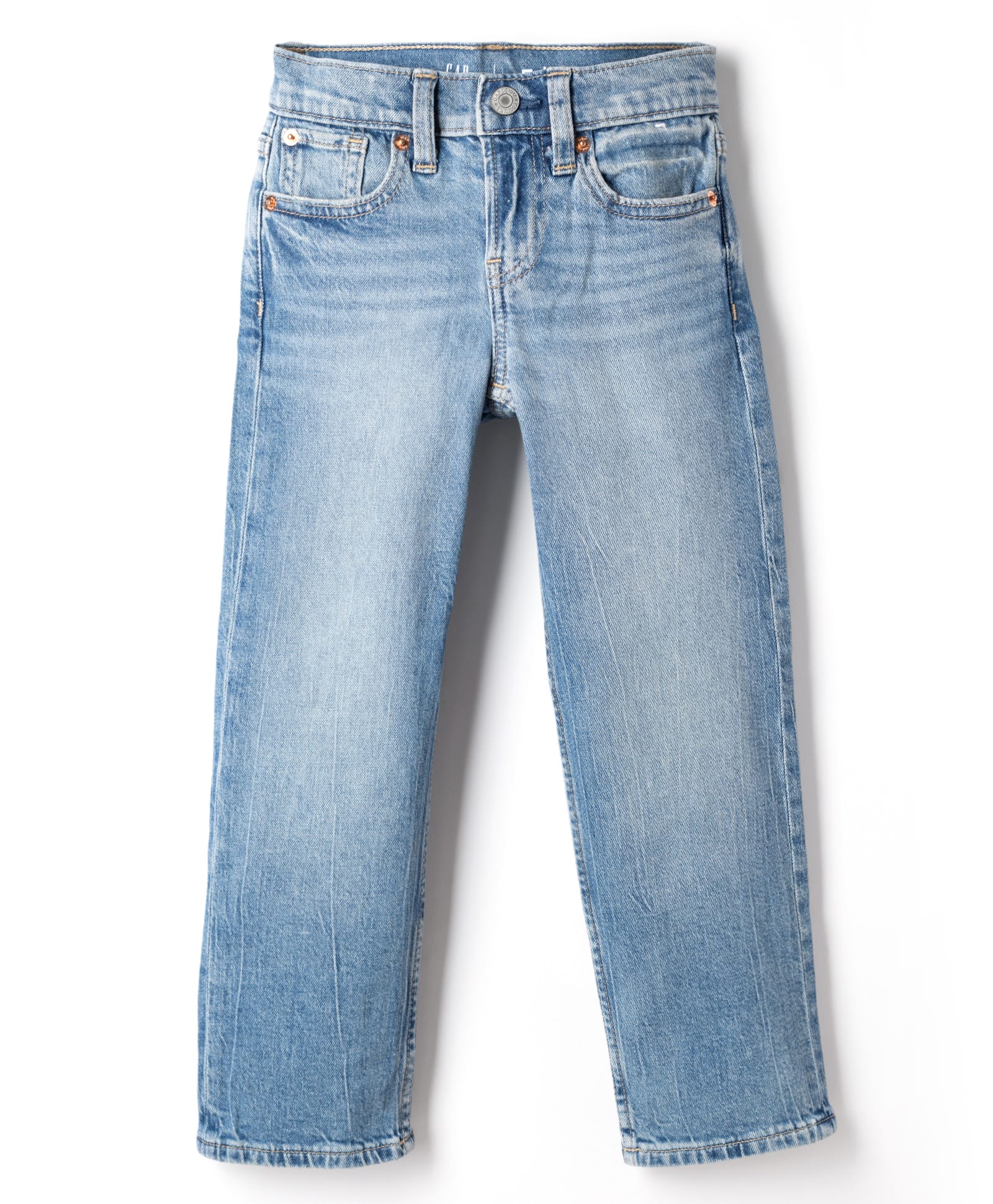 GAP Cotton Blend Woven Full Length Light Washed Relaxed Mid Rise Jeans - Blue-image-7