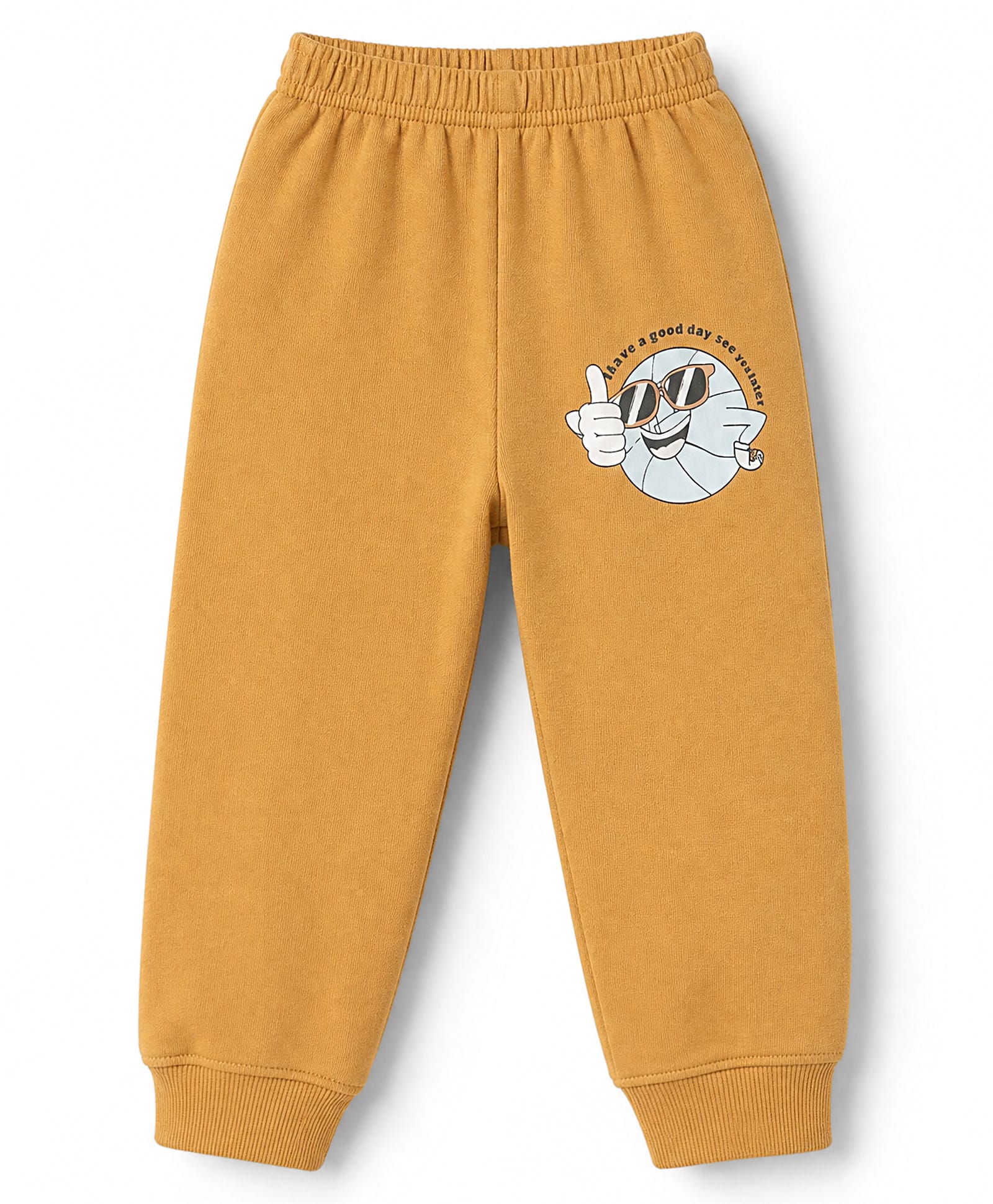 Tango Knit Full Length Fleece and Woollen Bottomwear With Text Print - Golden-picture-24