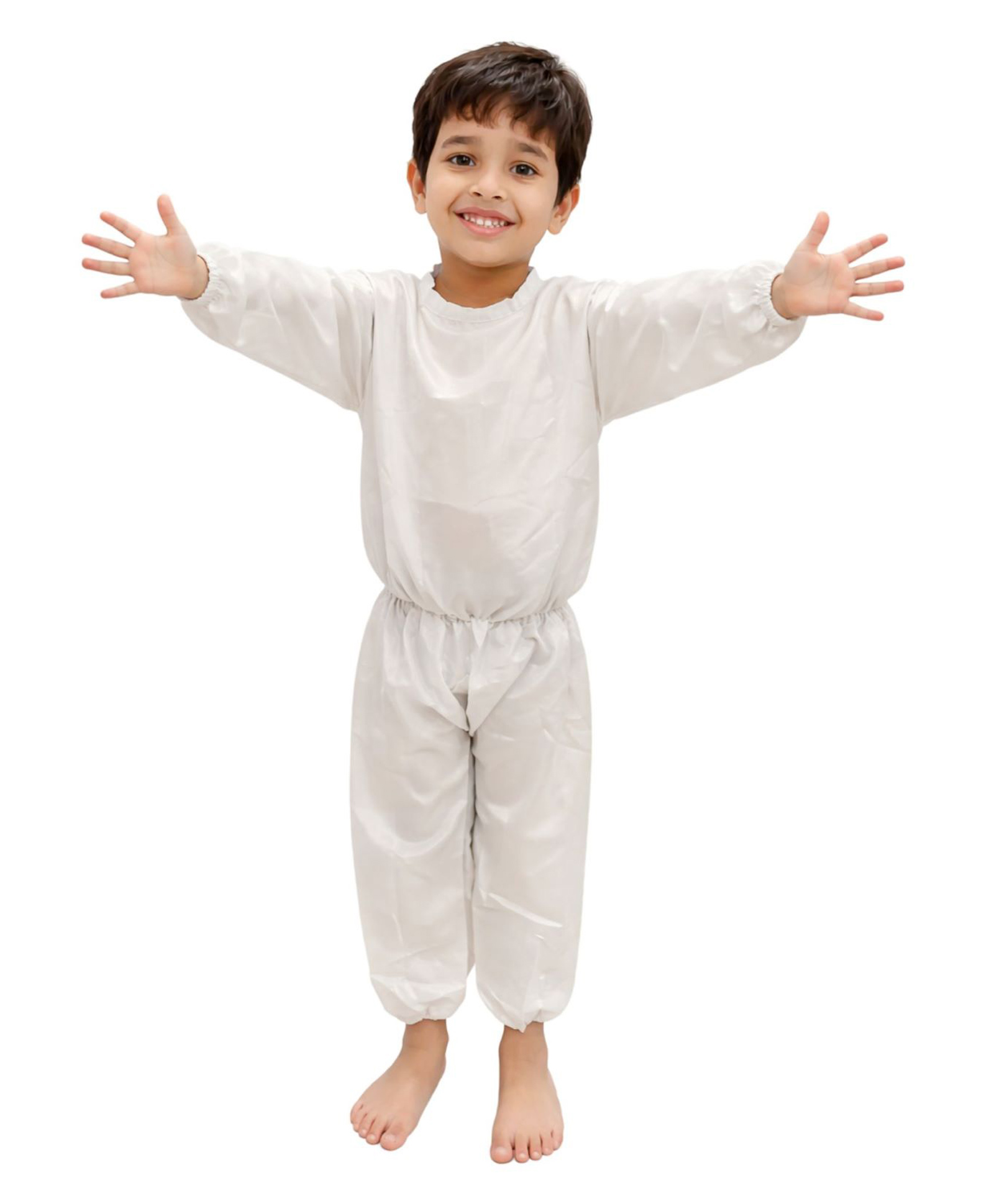 BookMyCostume Woven Full Sleeves Solid Jumpsuit Fancy Dress Costume Set - White-image-36