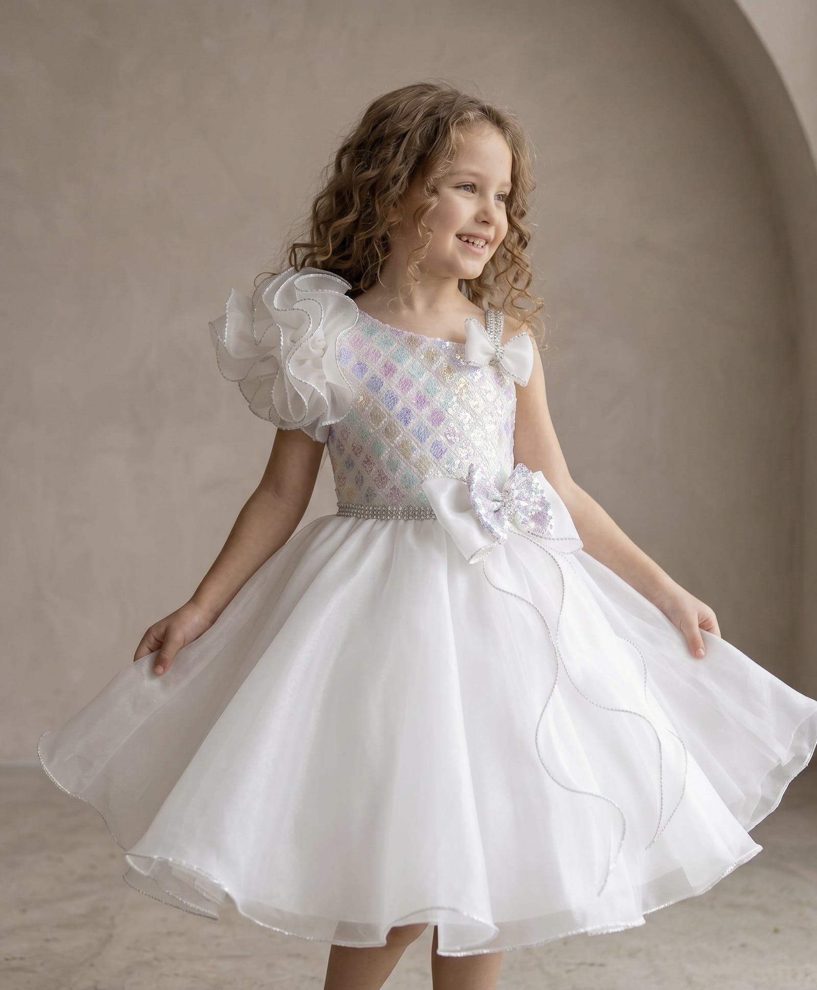 smile baby NX Tissue Woven Sleeveless Sequin Embellished Dress - White-image-29