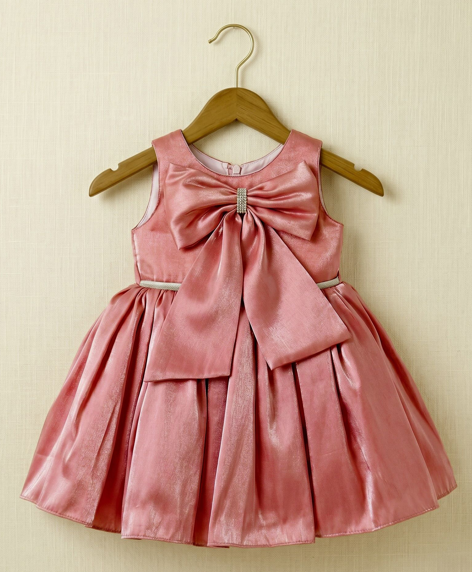 smile baby NX Tissue Woven Sleeveless Stones Embellished Bow Applique Detailed Dress - Rust Orange-image-38