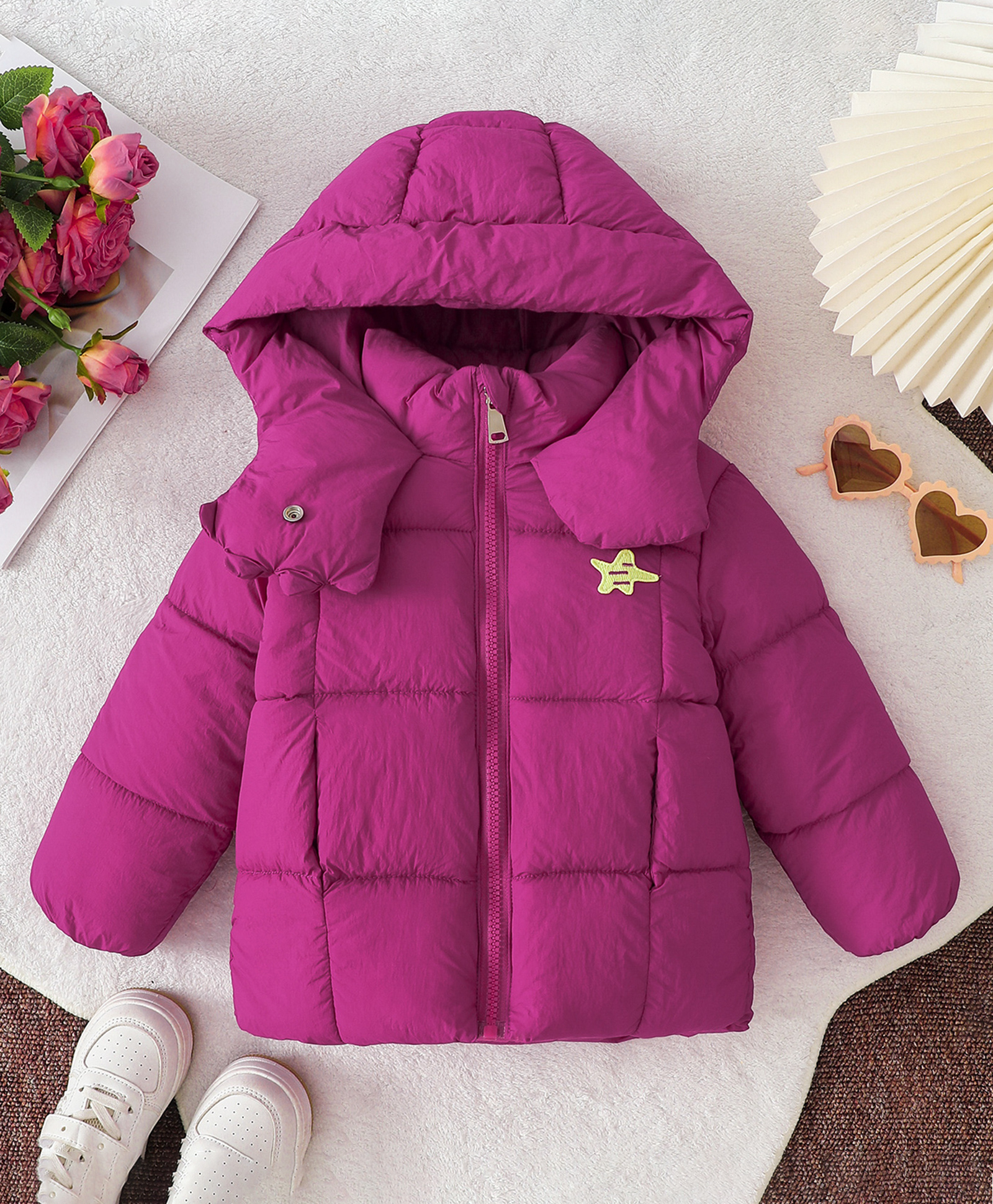 Mark & Mia Full Sleeves Hooded Padded Quilted Winter Jacket - Fuchsia-picture-18