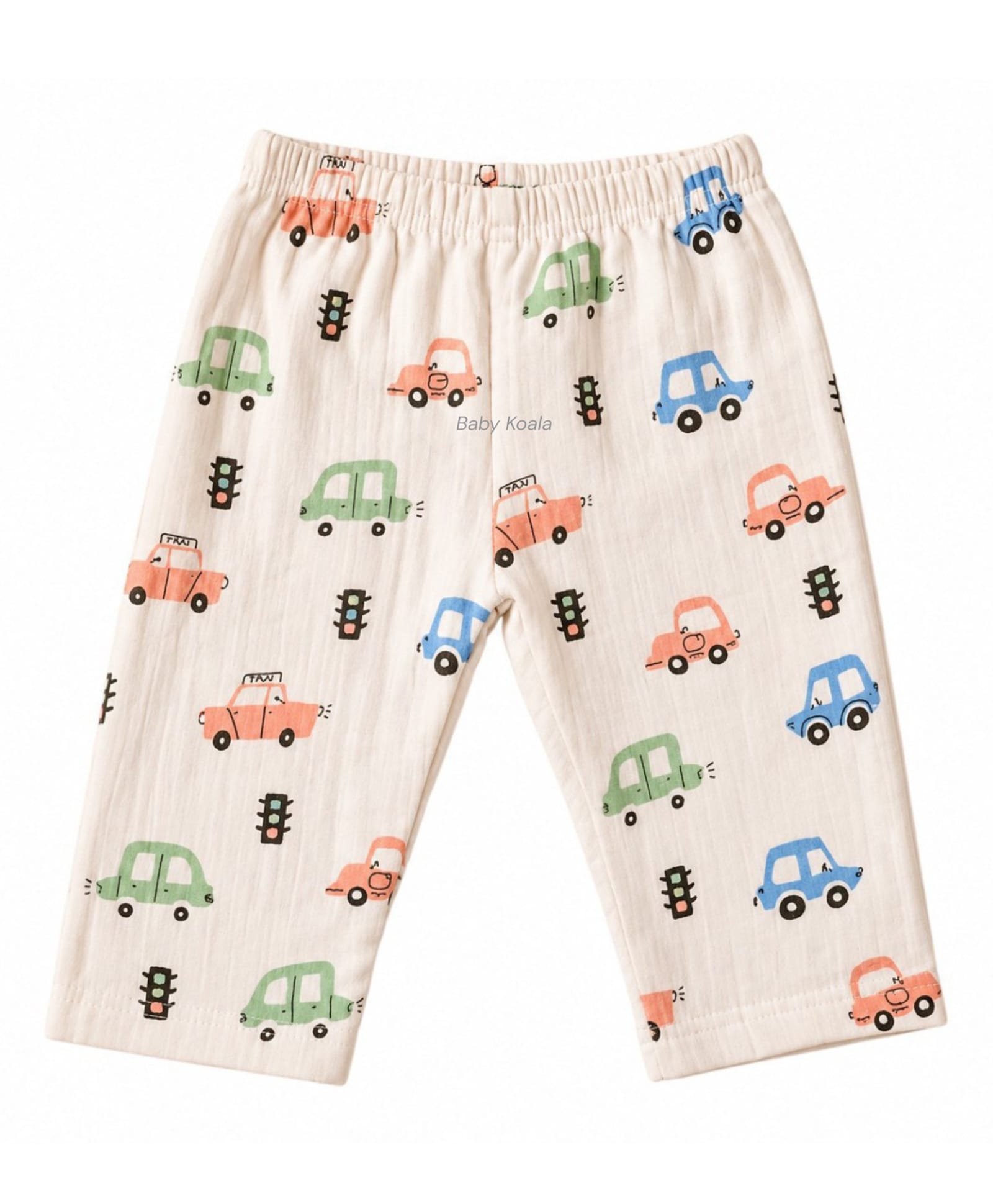 Baby Koala Muslin Woven Cars Printed Pant - White-image-42
