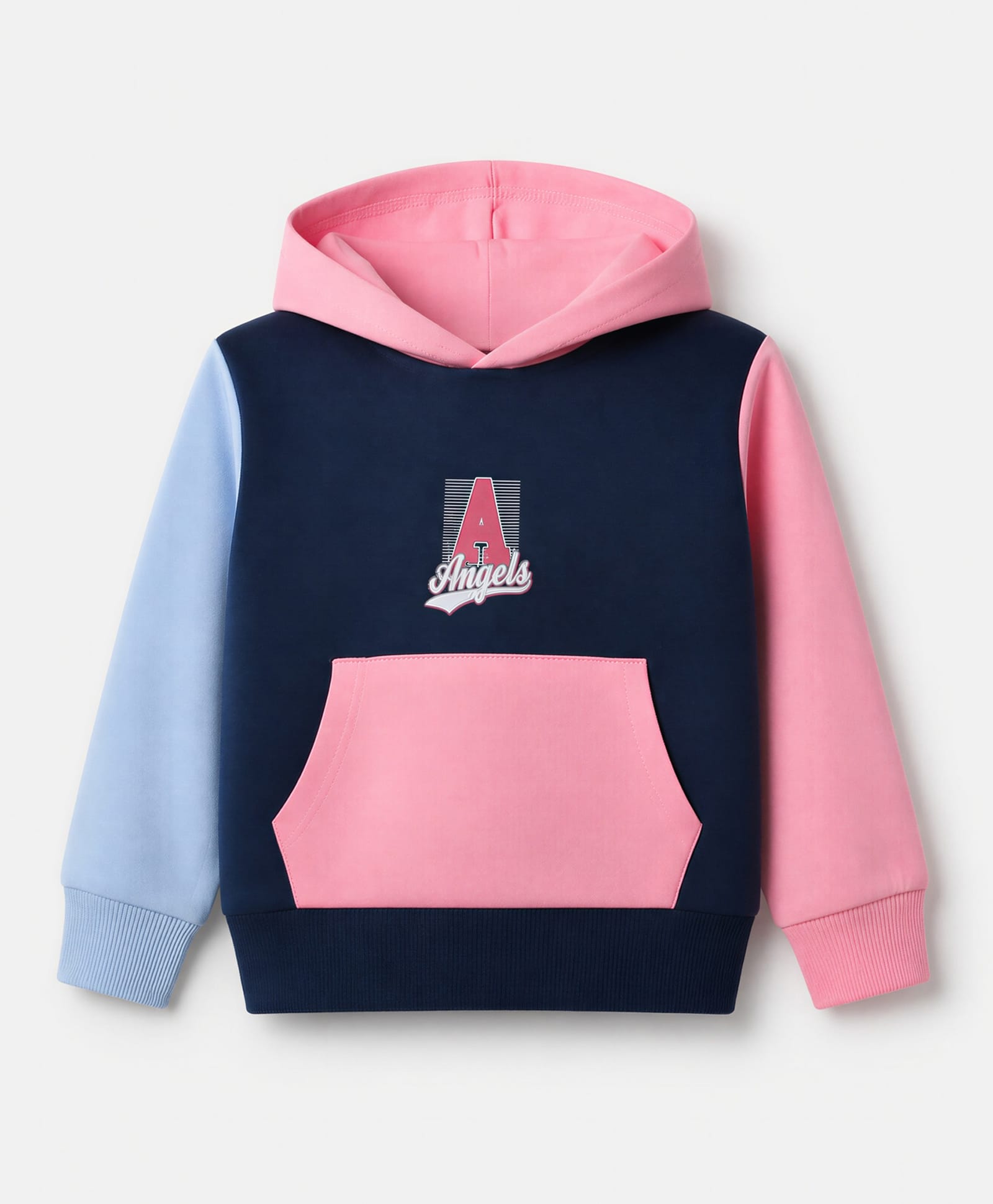 Bumzee Cotton Knit Hooded Sweatshirt with Full Sleeves and Angels Text Print - Navy Blue-picture-43