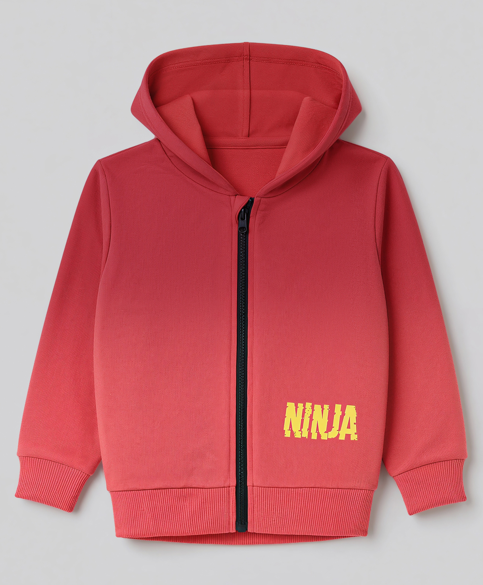 Bumzee Cotton Knit Sweatjacket with Full Sleeves and Ninja Print - Coral-picture-40
