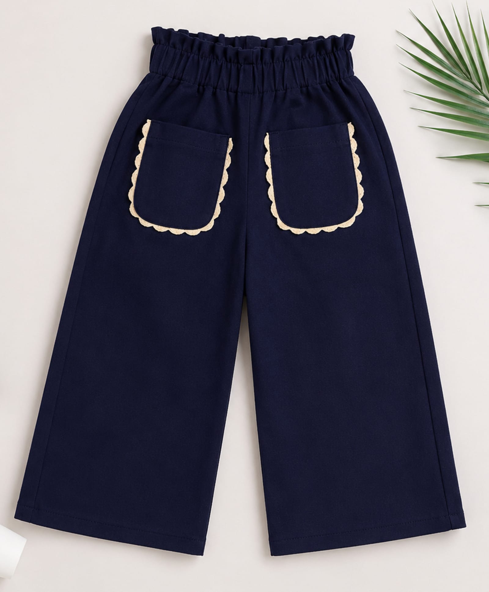 The Magic Wand Cotton Woven Lace Embellished Pocket Detailed Trousers - Navy Blue-picture-15