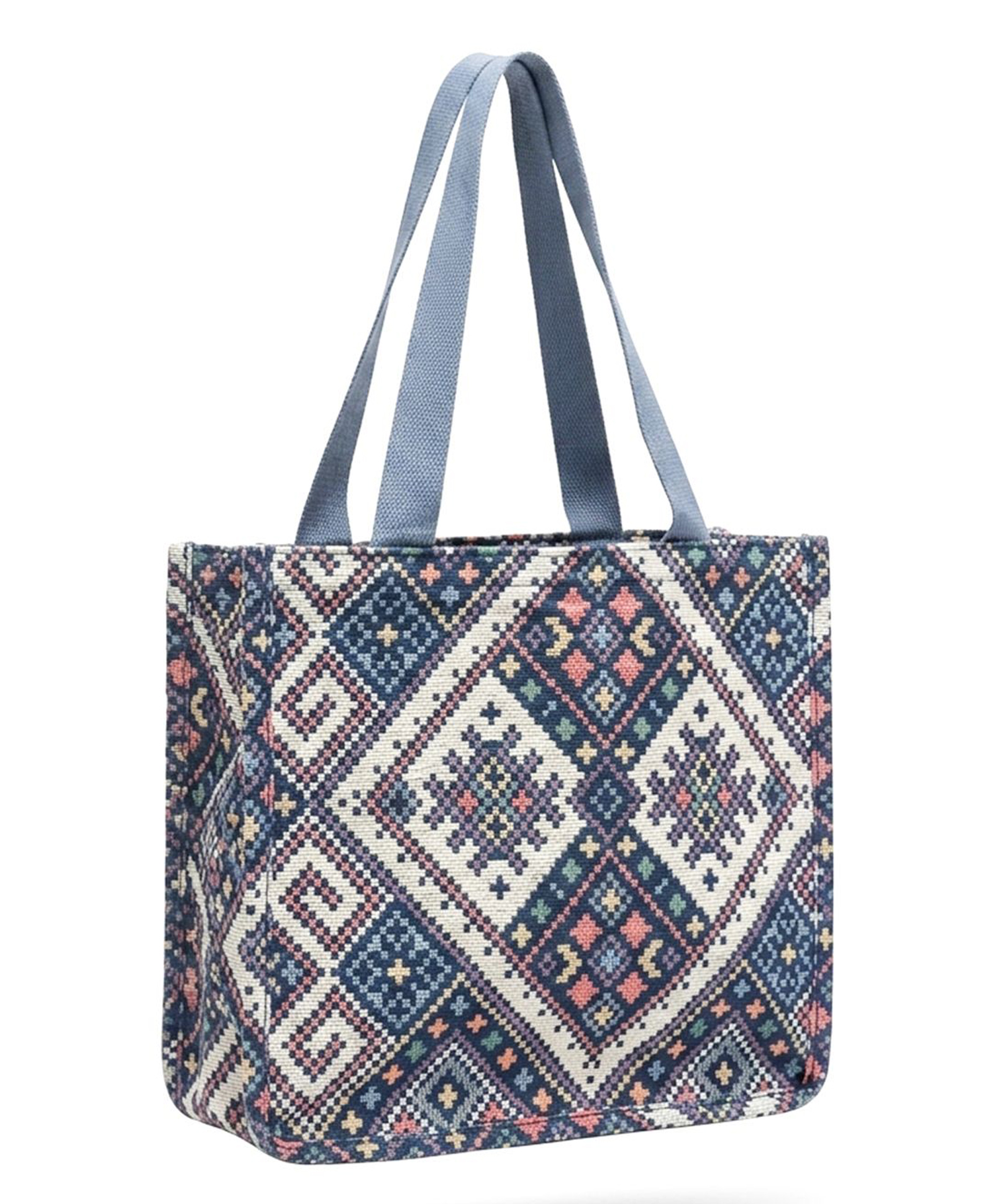 MOMISY Geometric Print Tote Bag for Women Shopping & Travel Shoulder Bag (Blue)-image-6