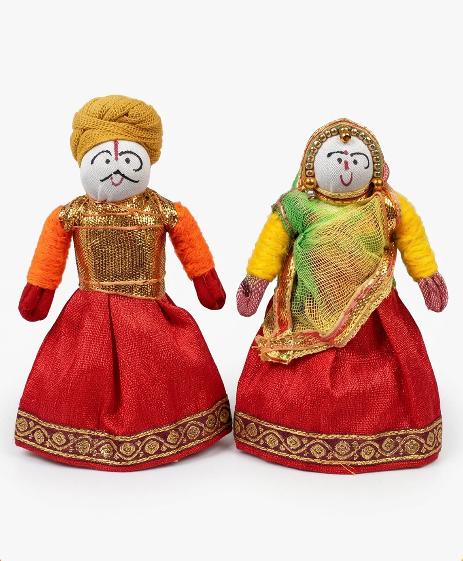MOMISY Rajasthani Handmade Puppet Doll Fridge Magnets Set of 2-picture-19