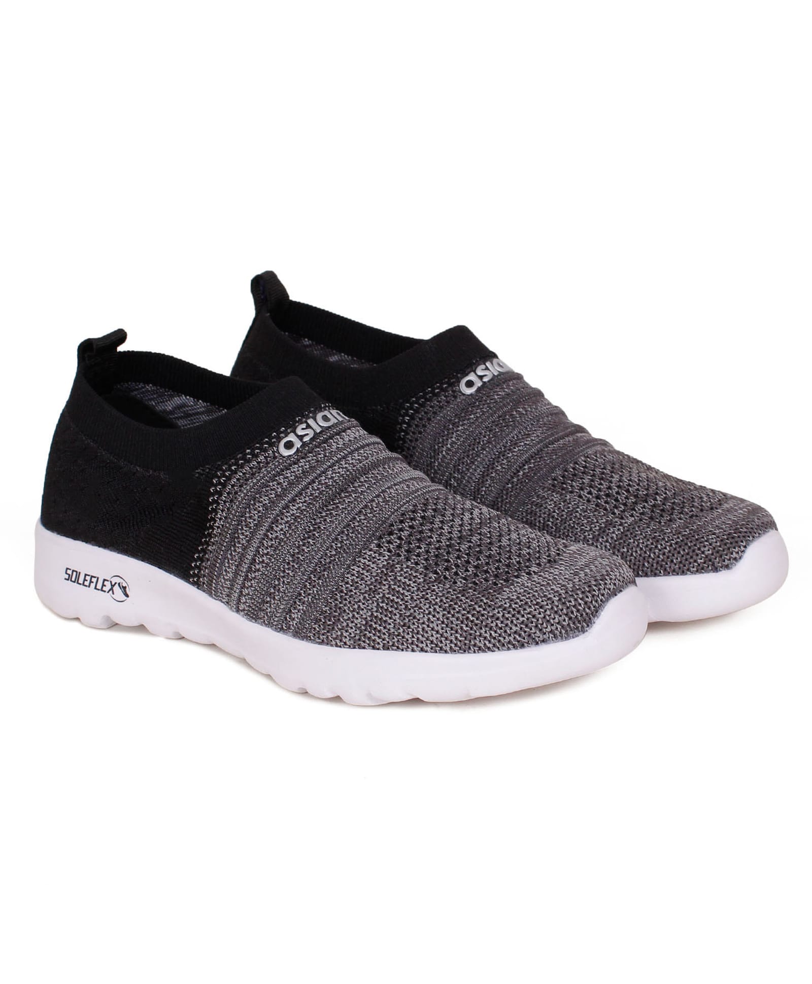 asian Colour Blocked Slip On Shoes - Grey & Black-picture-18