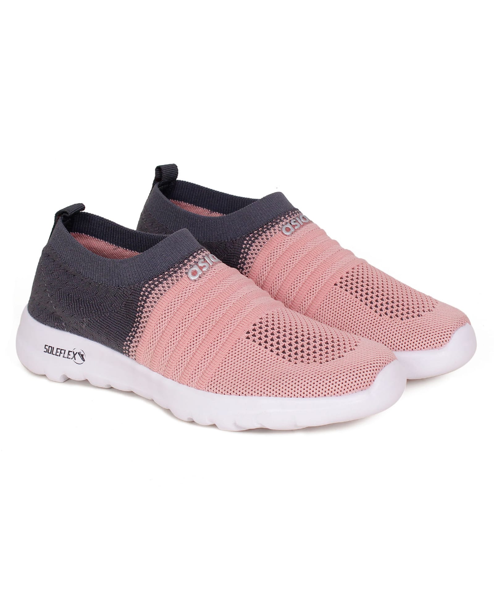 asian Colour Blocked Slip On Shoes - Grey & Pink-image-43