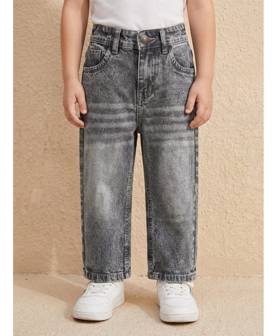 Rikidoos Washed Demin Woven Full Length Jeans - Charcol Grey-picture-40