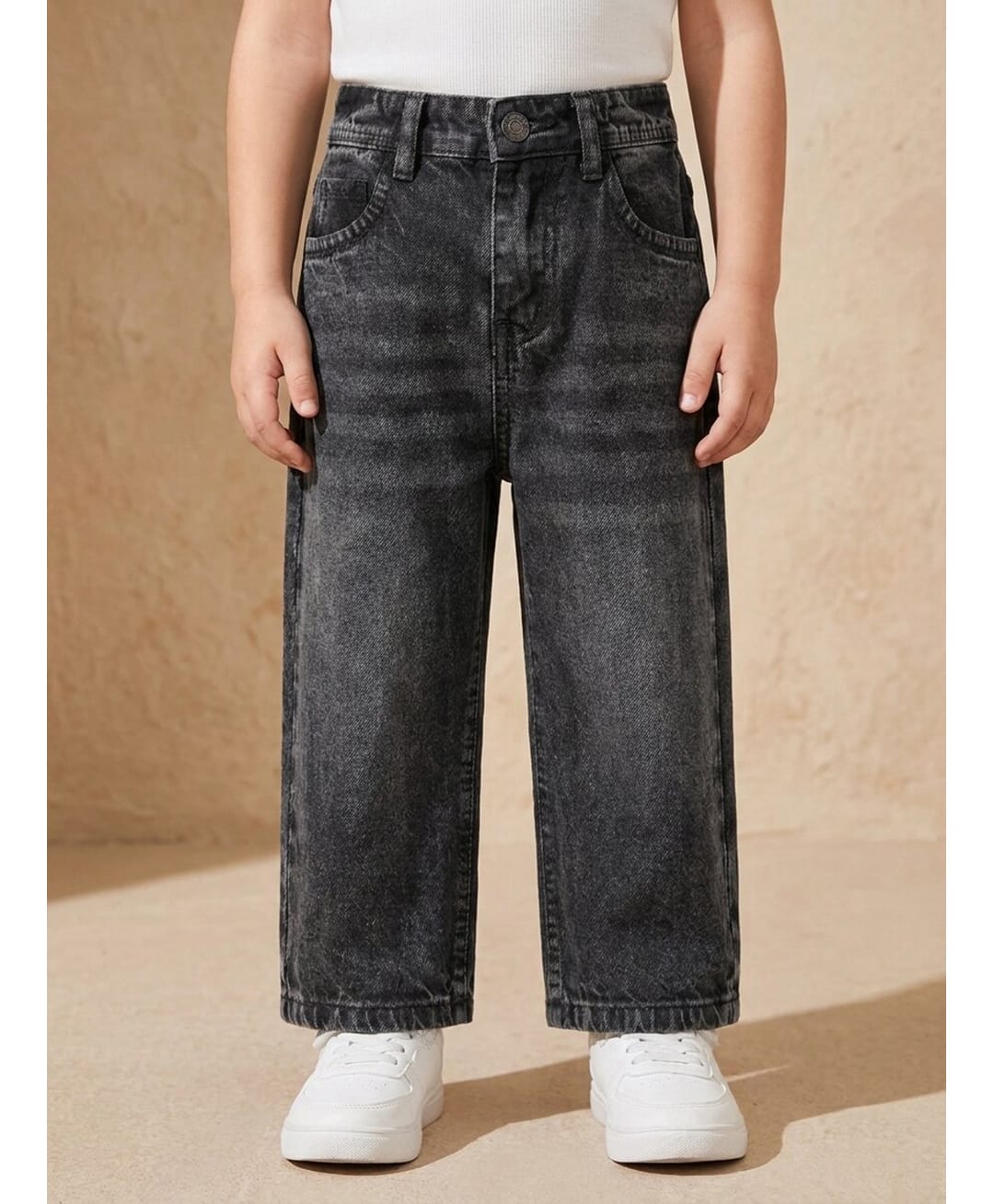 Rikidoos Washed Demin Woven Full Length Jeans - Black-picture-15