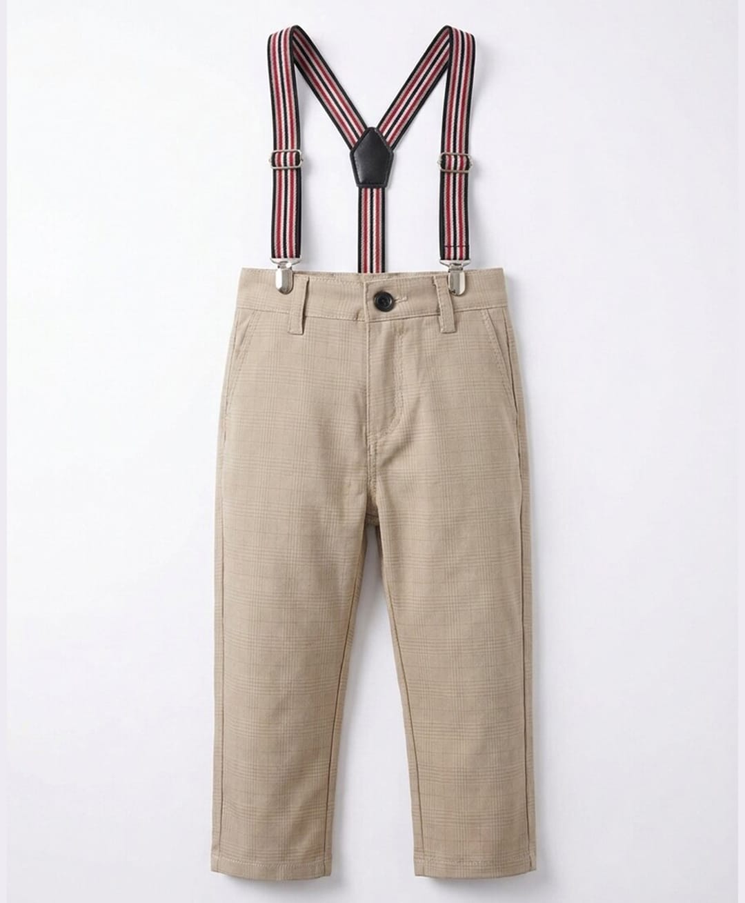 Rikidoos Cotton Woven Full Length Checked Trouser with Stretch & Suspender - OffWhite-picture-28