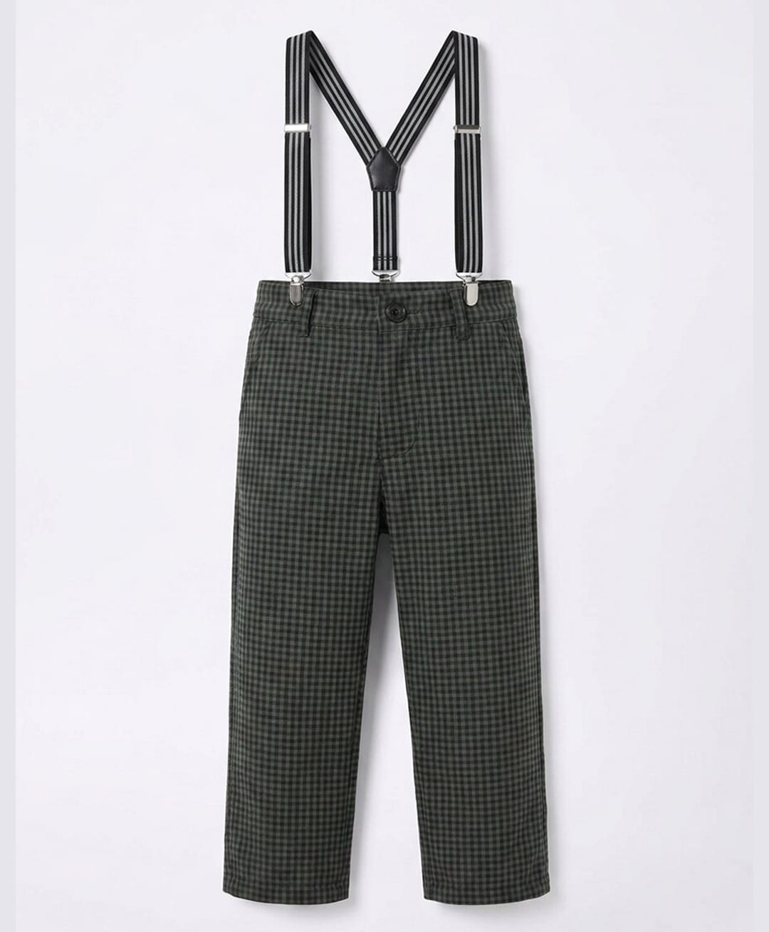 Rikidoos Cotton Woven Full Length Checked Trouser with Stretch & Suspender - Green-picture-28