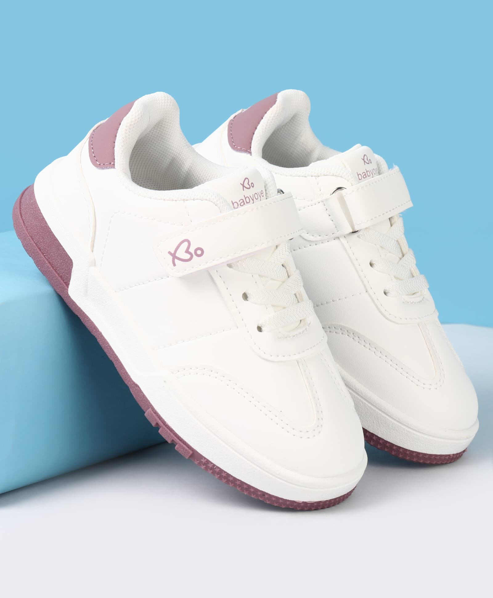 Babyoye Velcro Closure Solid Casual Shoes - Pink-picture-12