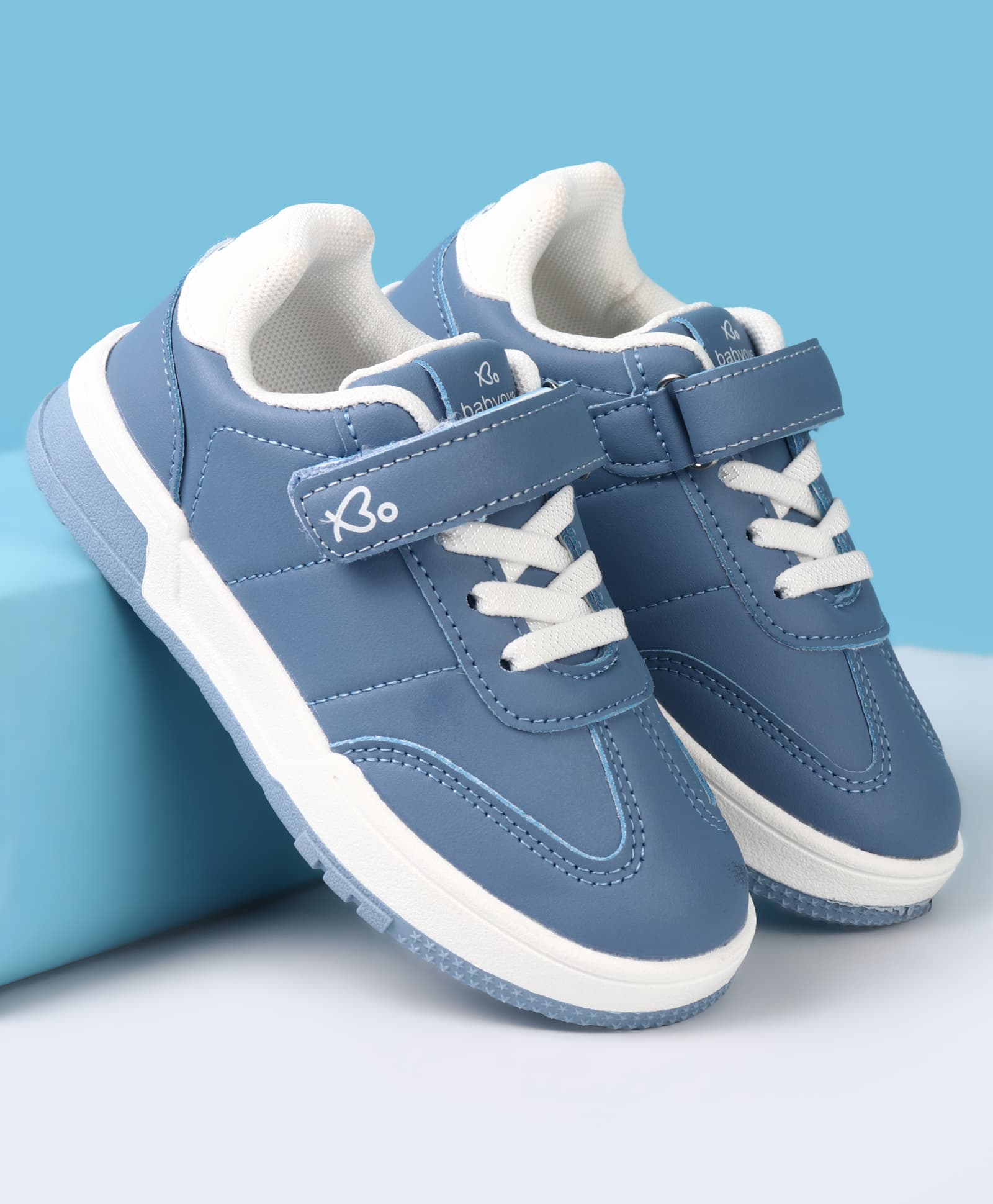 Babyoye Velcro Closure Solid Casual Shoes - Blue-picture-24
