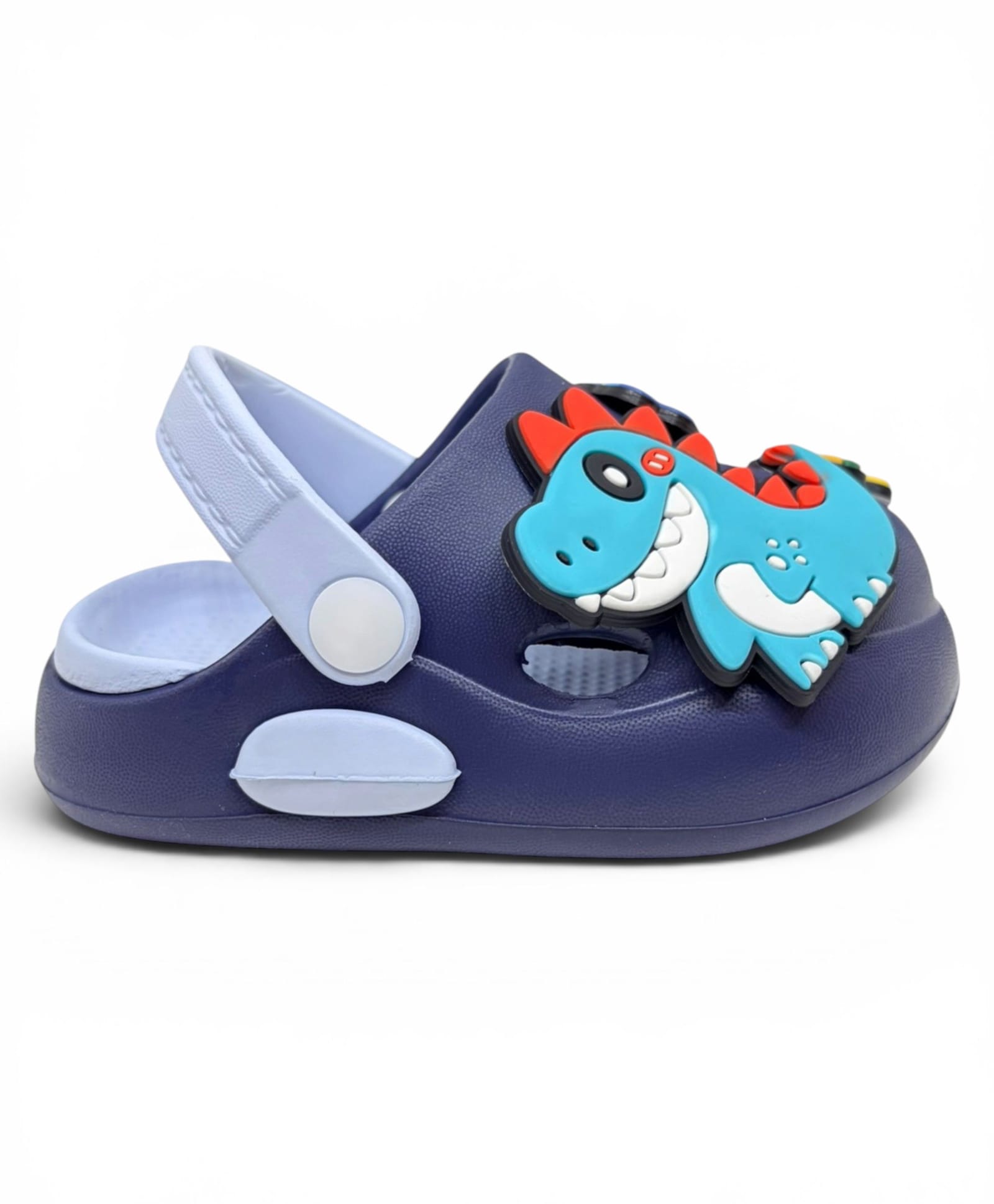 Lil Lollipop Dinosaur Applique Detailed Perforated Slingback Clogs - Navy Blue-picture-12