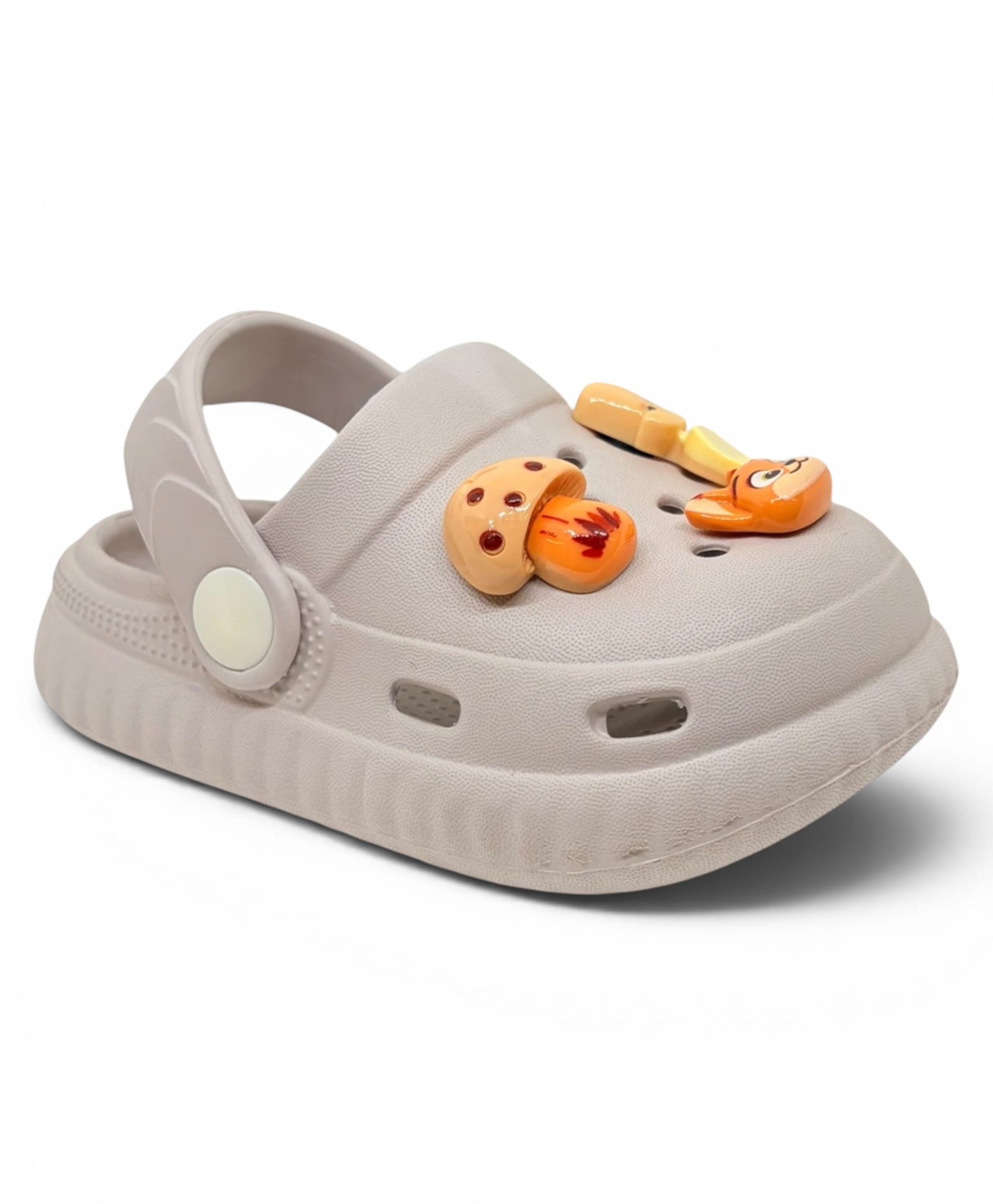 Lil Lollipop Mushroom Applique Detailed Perforated Slingback Clogs - Grey-picture-20