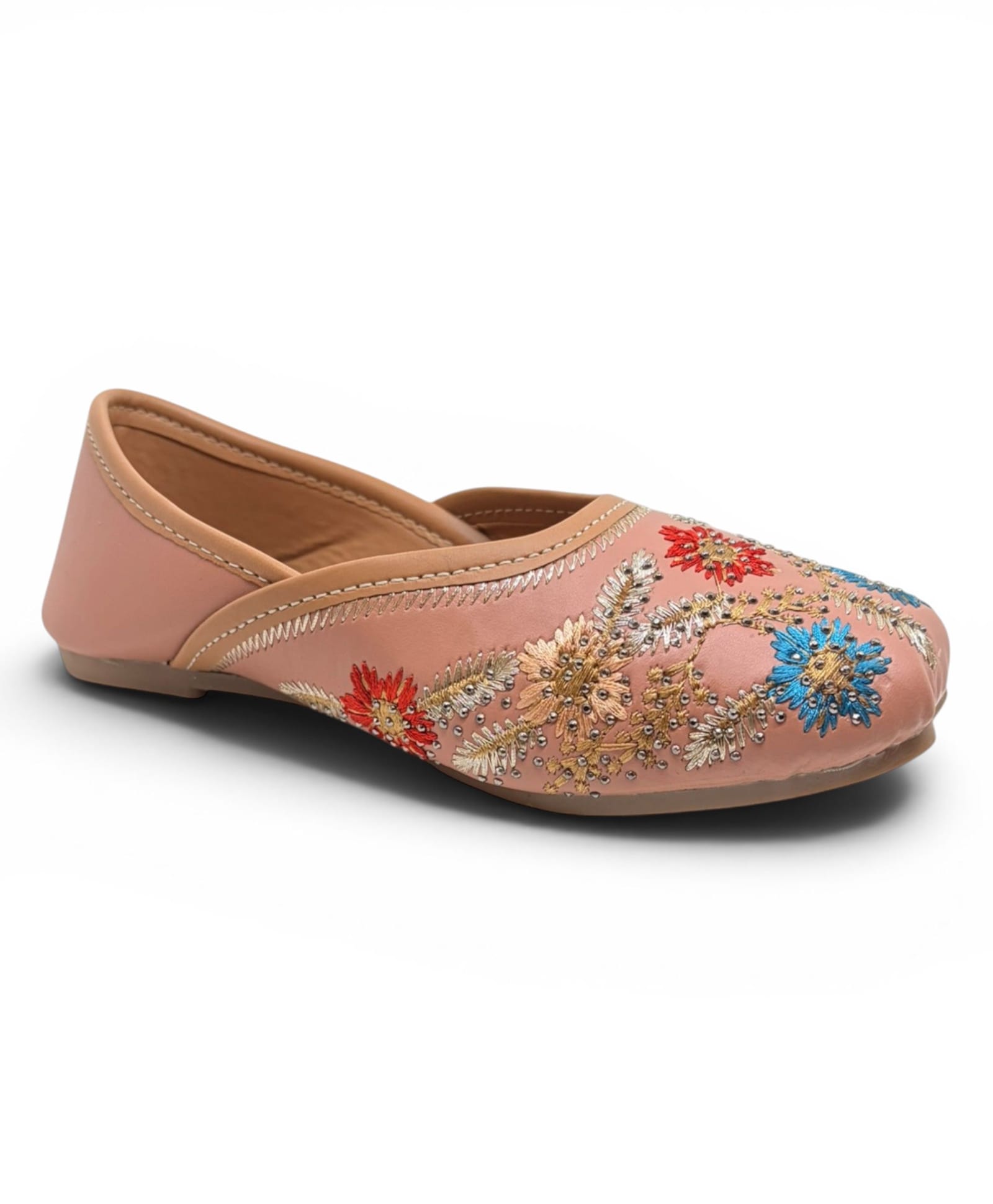 Lil Lollipop Stones Embellished Threadwork Detailed Mojaris - Peach-image-38