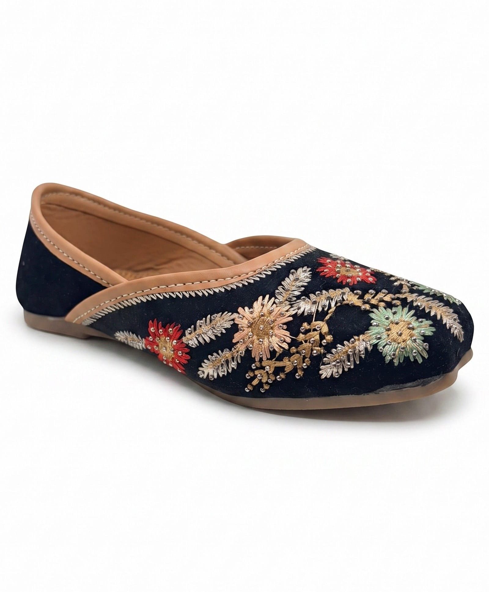 Lil Lollipop Stones Embellished Threadwork Detailed Mojaris - Black-image-48