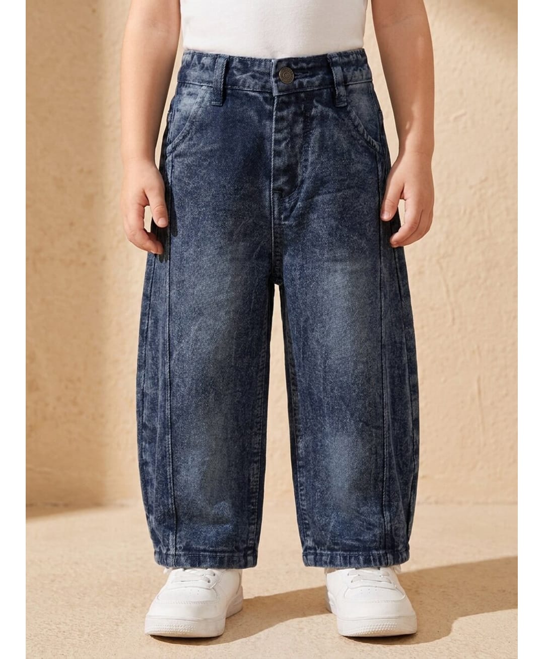 Rikidoos Washed Demin Woven Full Length Baggy Jeans - Blue-picture-12