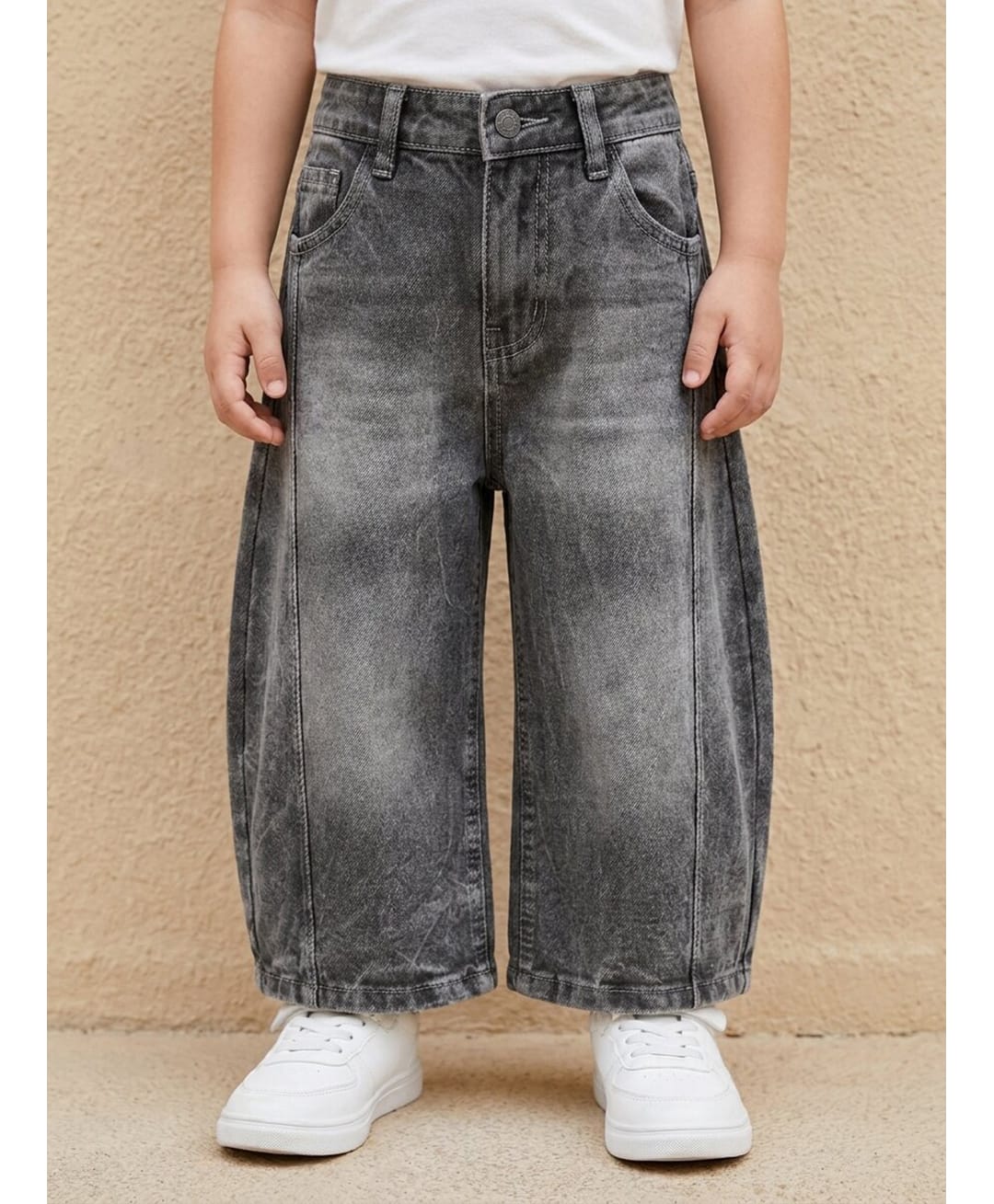 Rikidoos Washed Demin Woven Full Length Baggy Jeans - Grey-picture-15