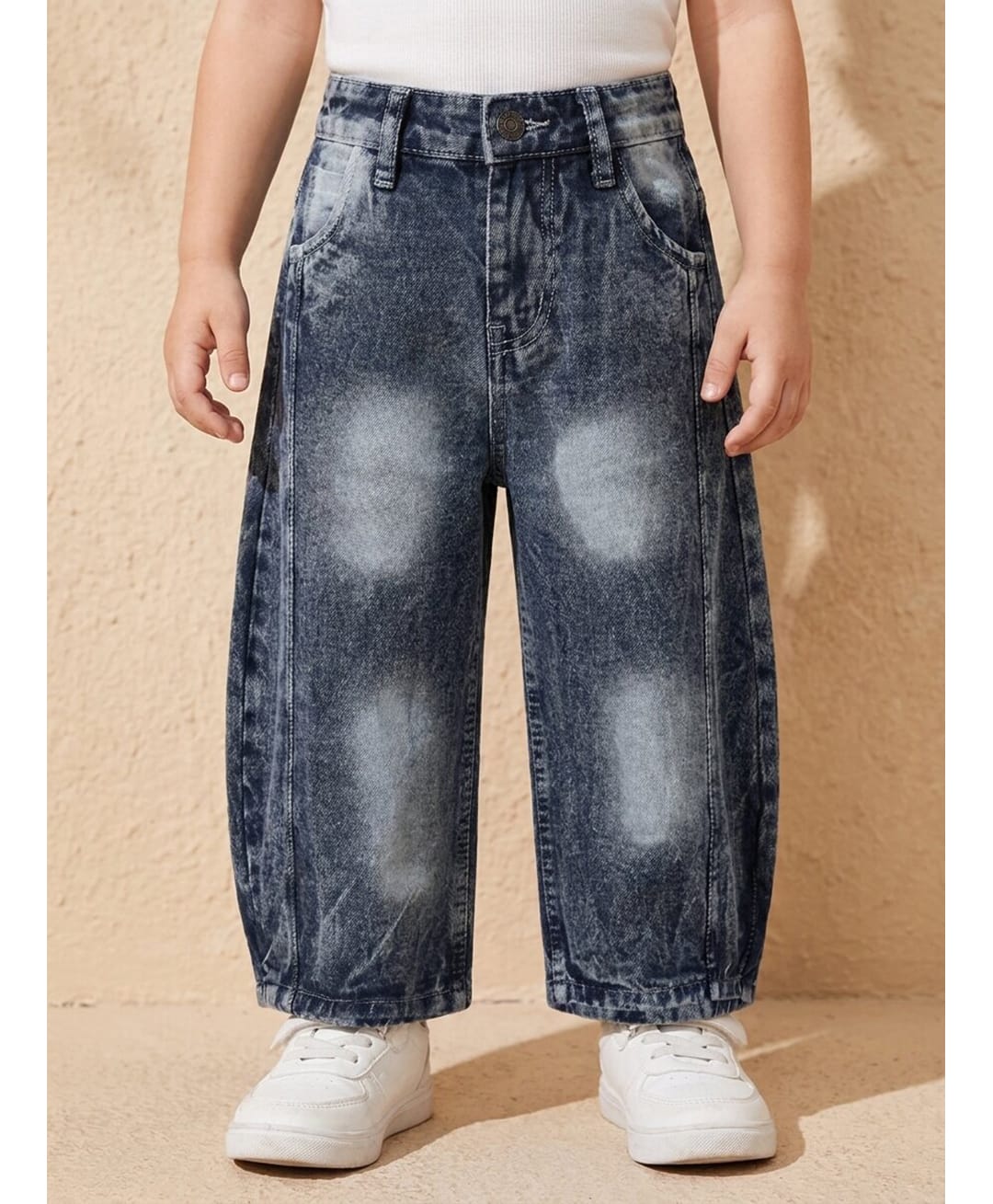 Rikidoos Washed Demin Woven Full Length Baggy Jeans - Navy Blue-picture-13