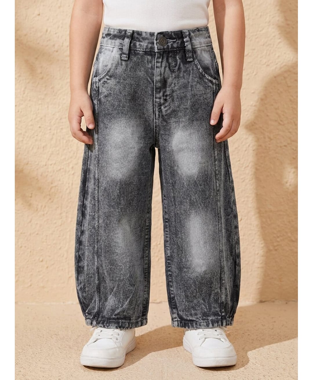 Rikidoos Washed Demin Woven Full Length Baggy Jeans - Grey-picture-23