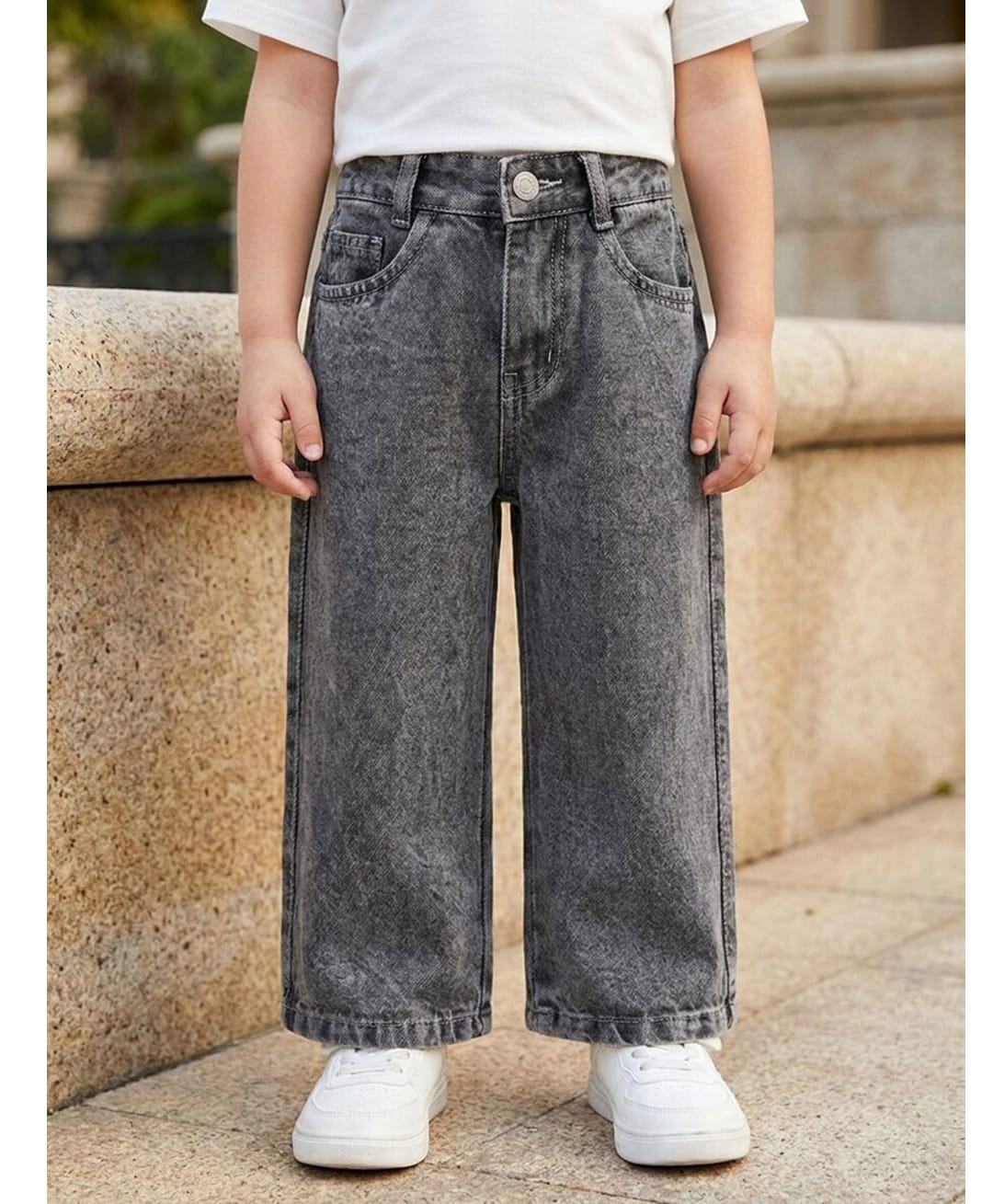Rikidoos Washed Demin Woven Full Length Jeans - Grey-picture-28