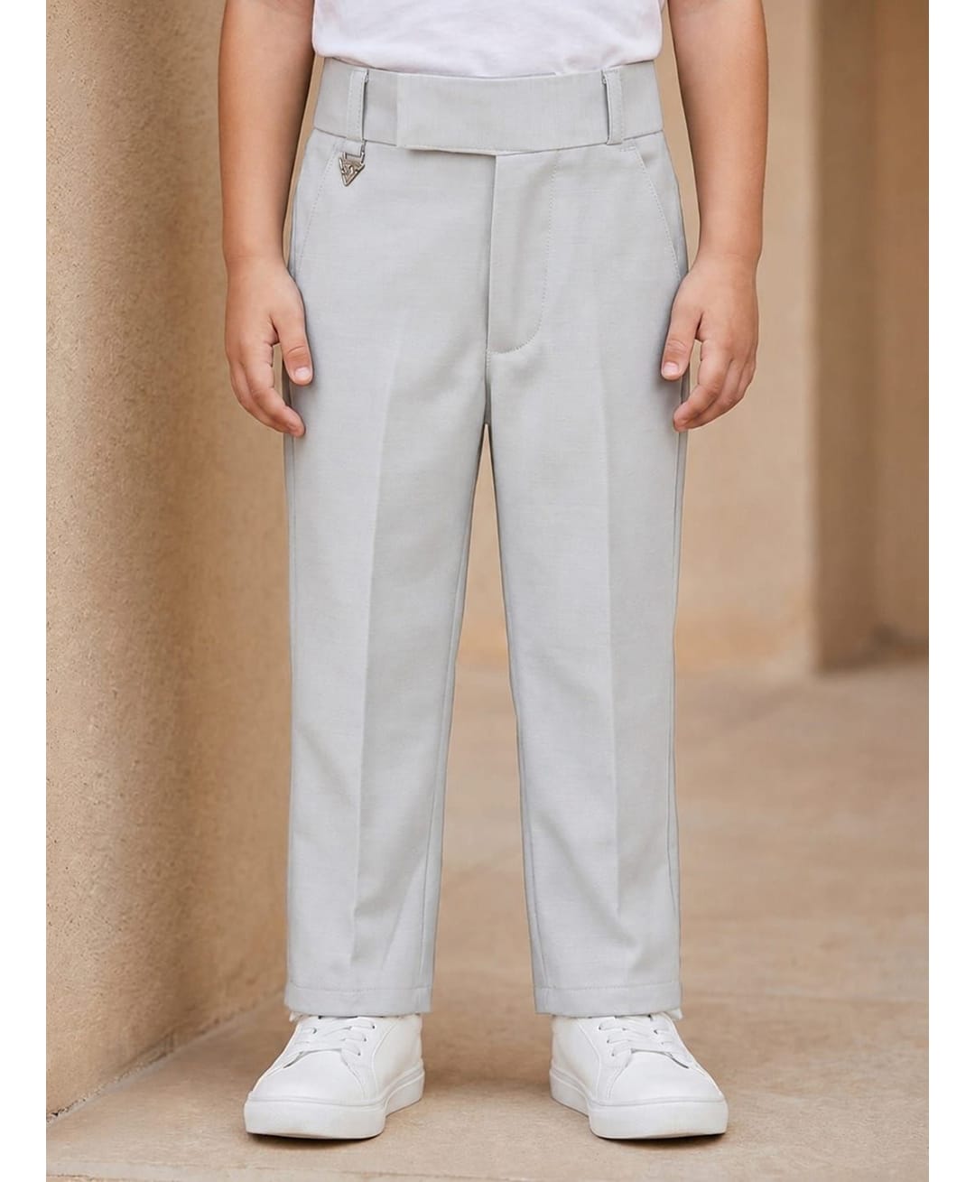 Rikidoos Cotton Lycra Woven Full Length Trouser - Light Grey-picture-20