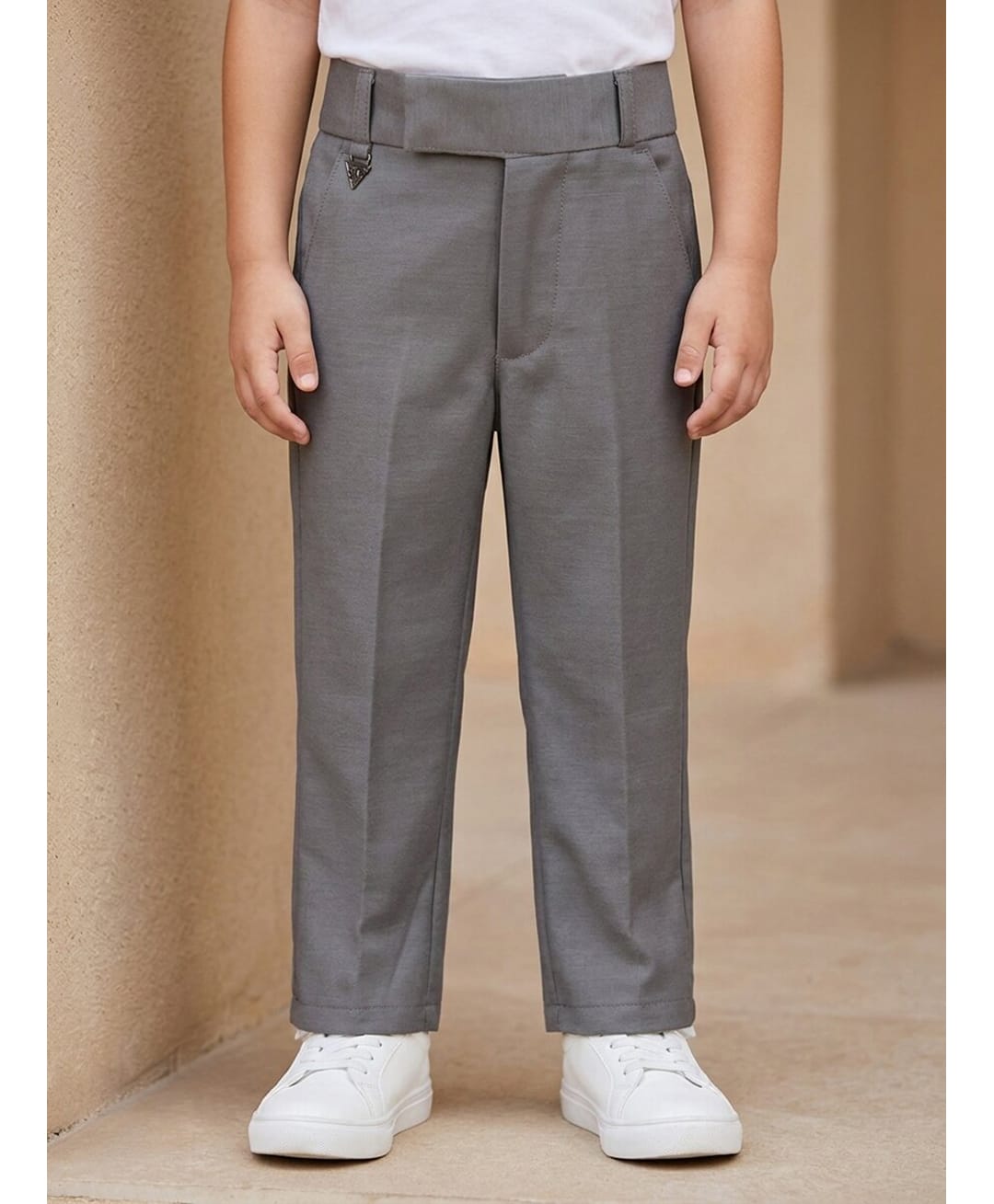 Rikidoos Cotton Lycra Woven Full Length Trouser - Grey-picture-17