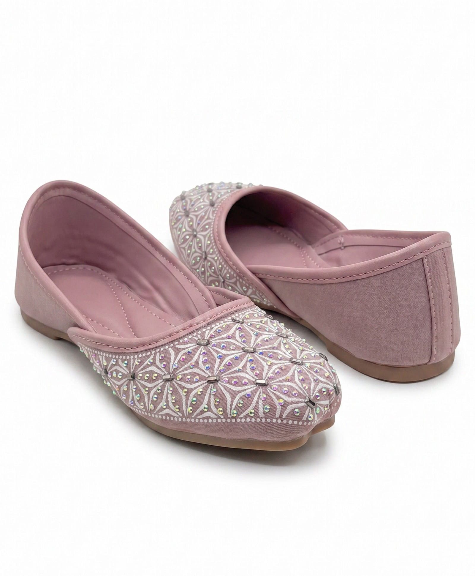 Lil Lollipop Stones Embellished Floral Designed Slip On Mojaris - Mauve-picture-25