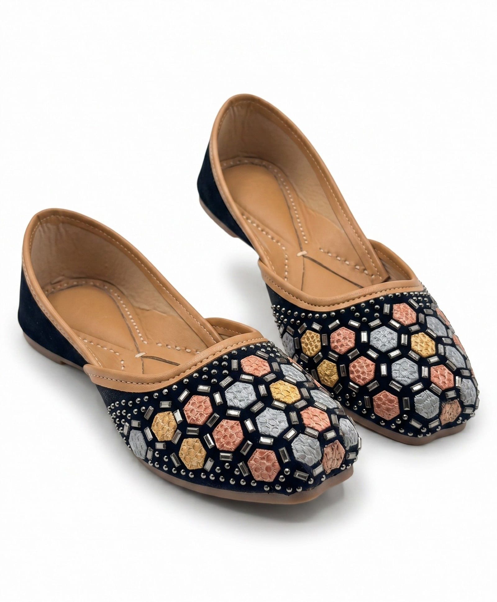 Lil Lollipop Geometric Stones Embellished Mojaris - Black-picture-21