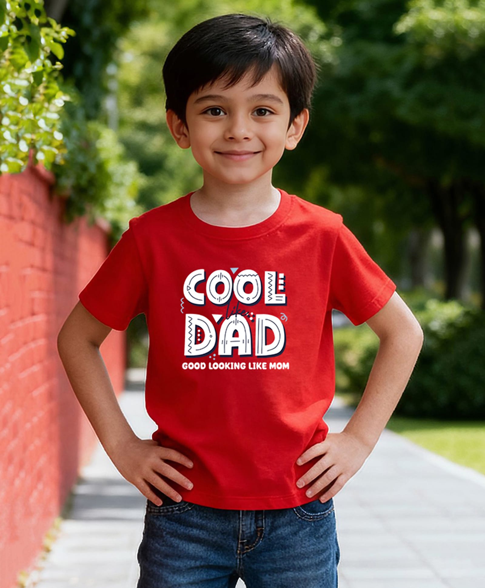 Wear Your Opinion Cotton Knit Half Sleeves Cool Dad Text Printed Tee - Red-picture-8