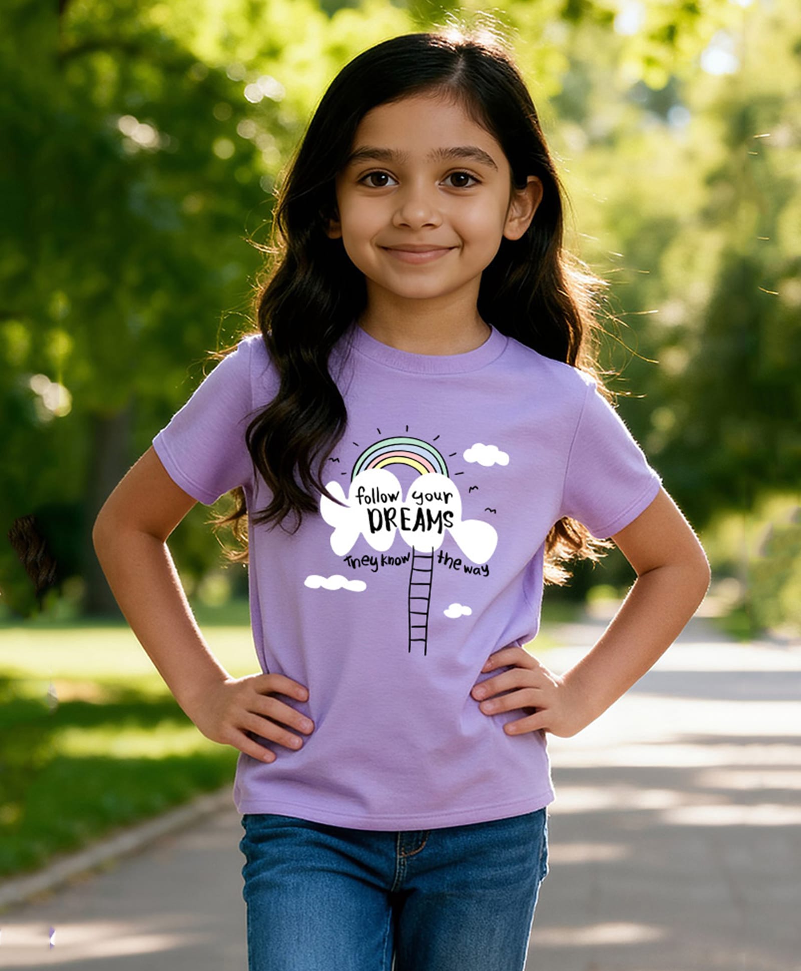 Wear Your Opinion Cotton Knit Half Sleeves Follow Your Dreams Text Printed Tee - Lavender-picture-10