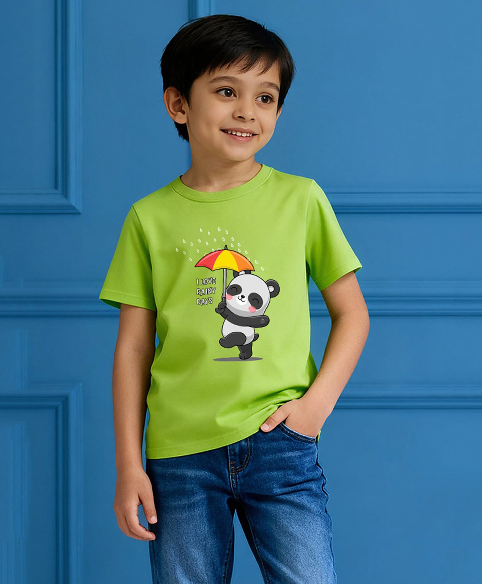 Wear Your Opinion Cotton Knit Half Sleeves Panda Printed Tee - Lime Punch-picture-32