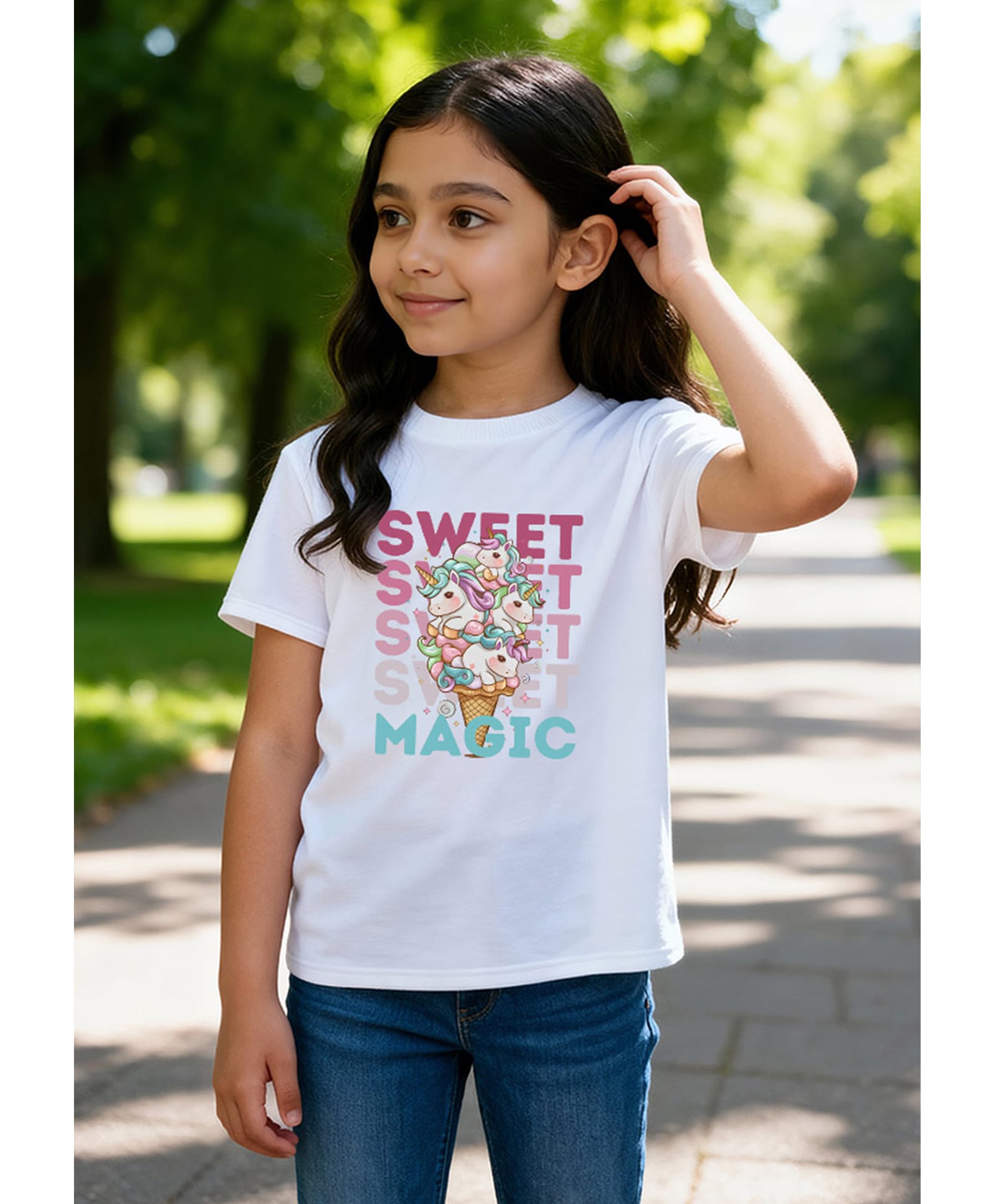 Wear Your Opinion Cotton Knit Half Sleeves Unicorn Printed Tee - White-picture-16