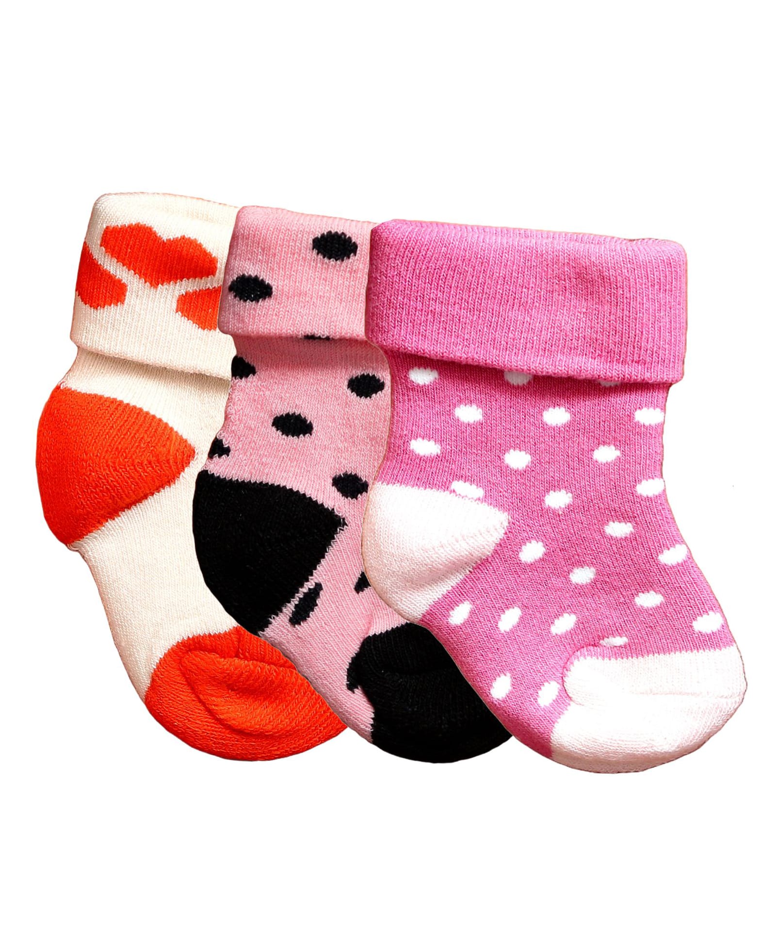 NEXT2SKIN Cotton Pack Of 3 Polka Dots Printed Socks - Light Pink & Rose Pink-image-16