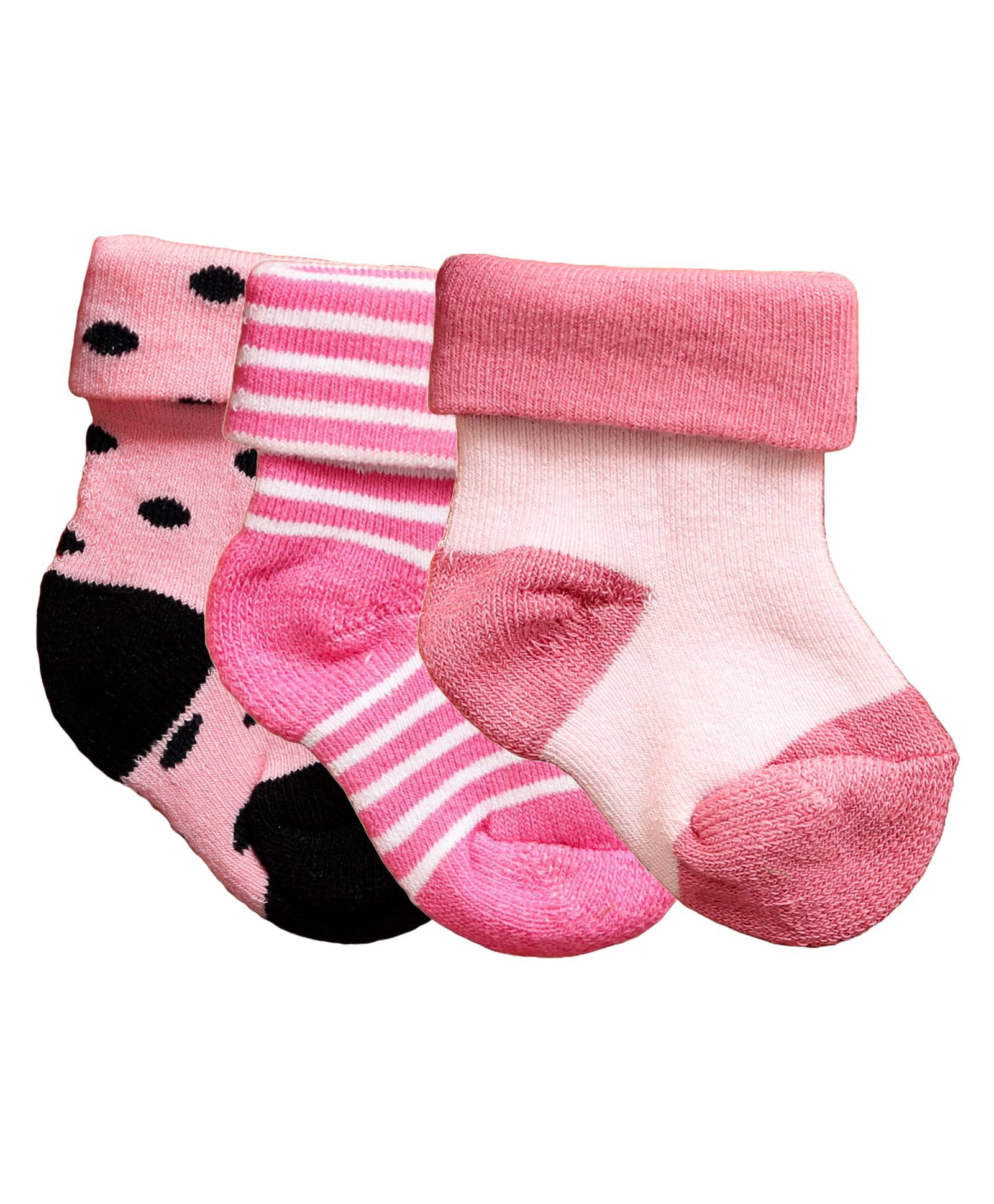 NEXT2SKIN Cotton Pack Of 3 Striped & Polka Dots Printed Socks - Hot Pink & Dark Pink-picture-38