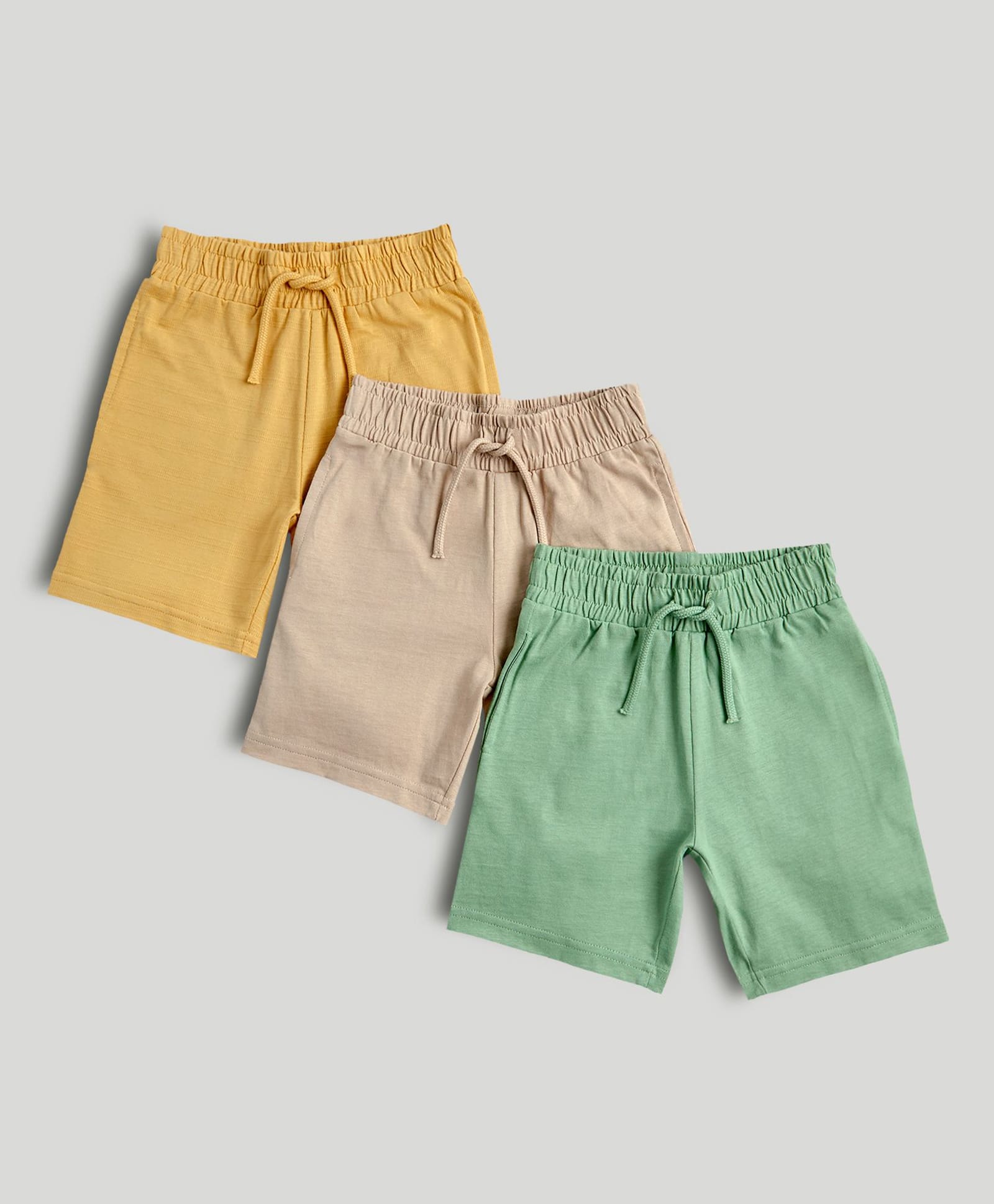 Mothercare 100% Cotton Woven Solid Shorts Pack of 3 In Green Pink Yellow-picture-14