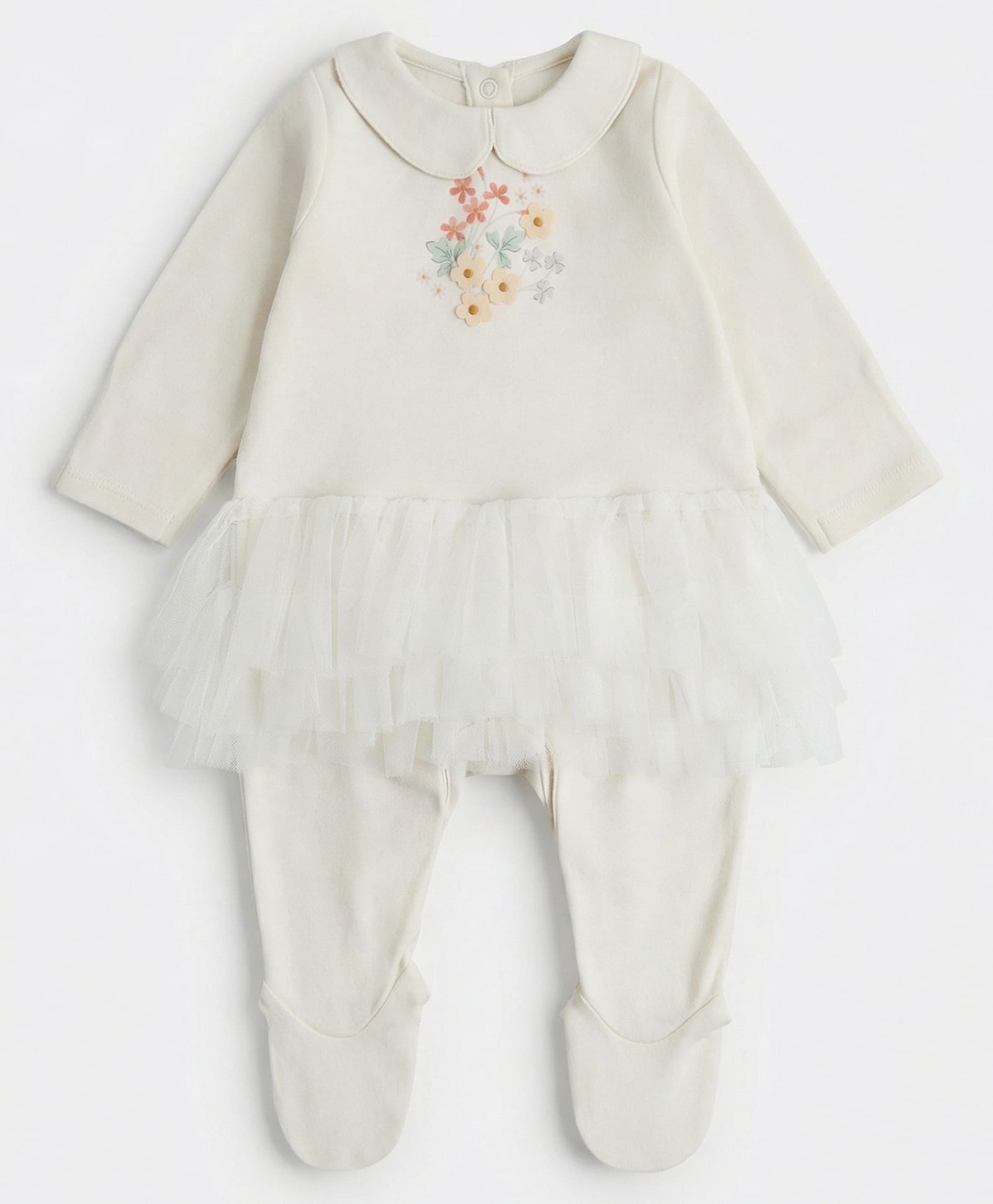 Mothercare 100% Cotton Knit Full Sleeves With Floral Print Sleepsuit -Pink-picture-6