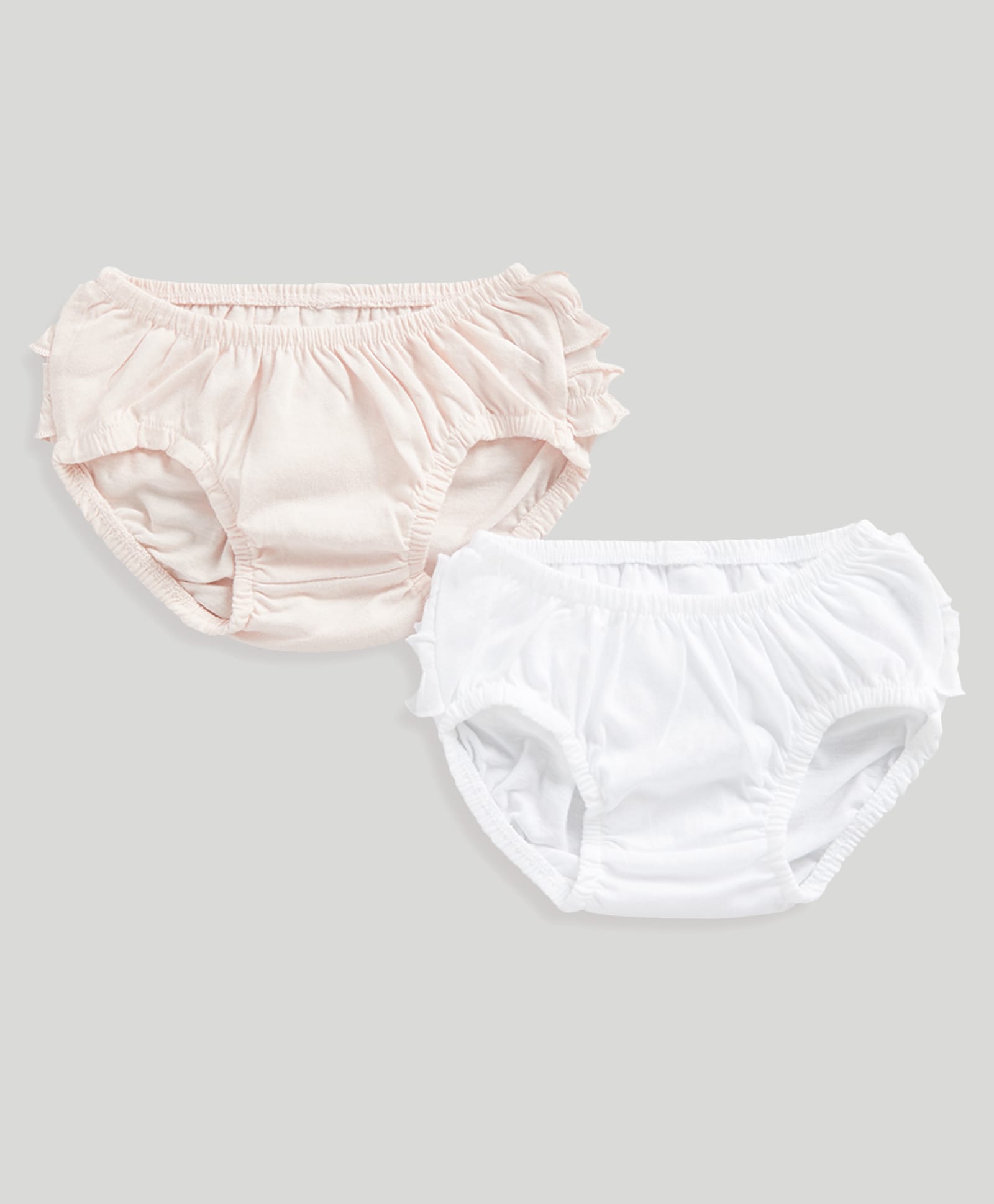 Mothercare 100% Cotton Woven Frilly Panties Pack Of 2 - White And Pink-picture-3