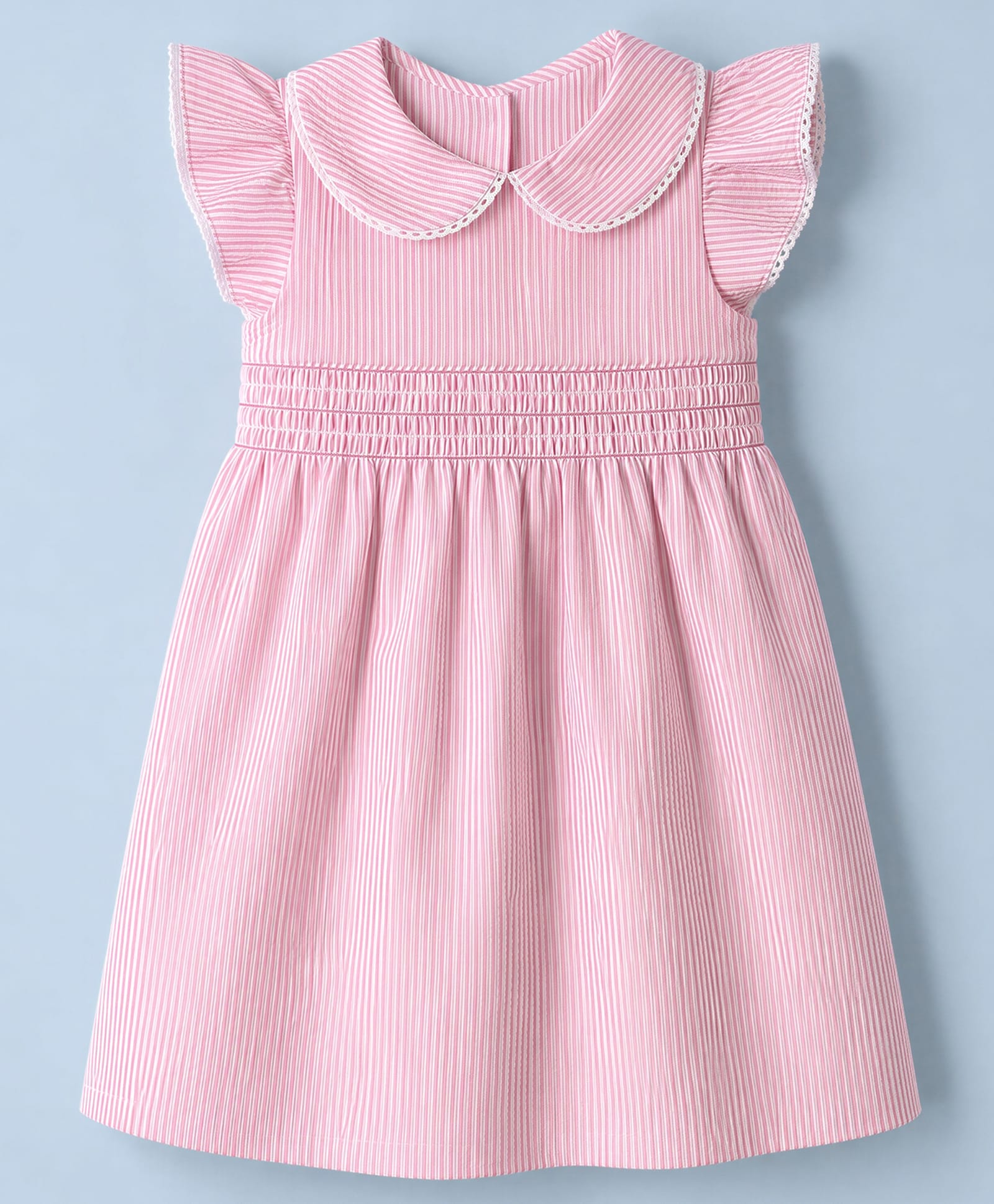 Babyhug Cotton Woven Dress with Sleeveless and Striped Pattern in Pink for 3-4 Years-image-39