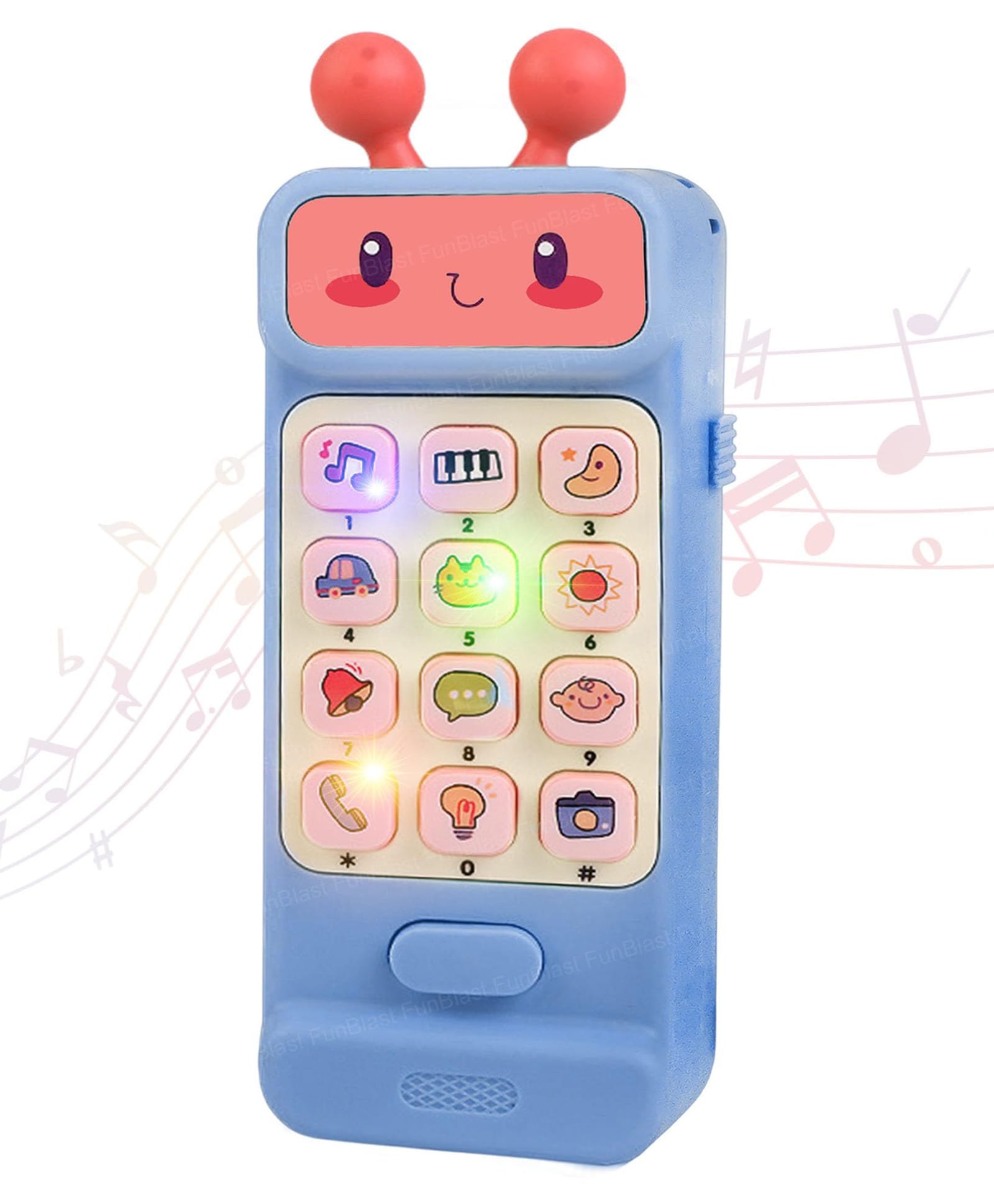 FunBlast Musical Mobile Phone Toy with Light & Sound for Kids - Pack of 1 (Blue)-picture-19