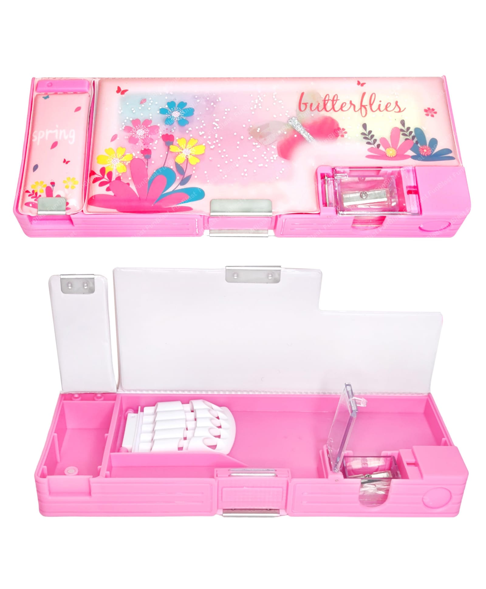 FunBlast Butterfly Theme Magnetic Pencil Box for Girls Pack of 1 (Pink)-picture-43