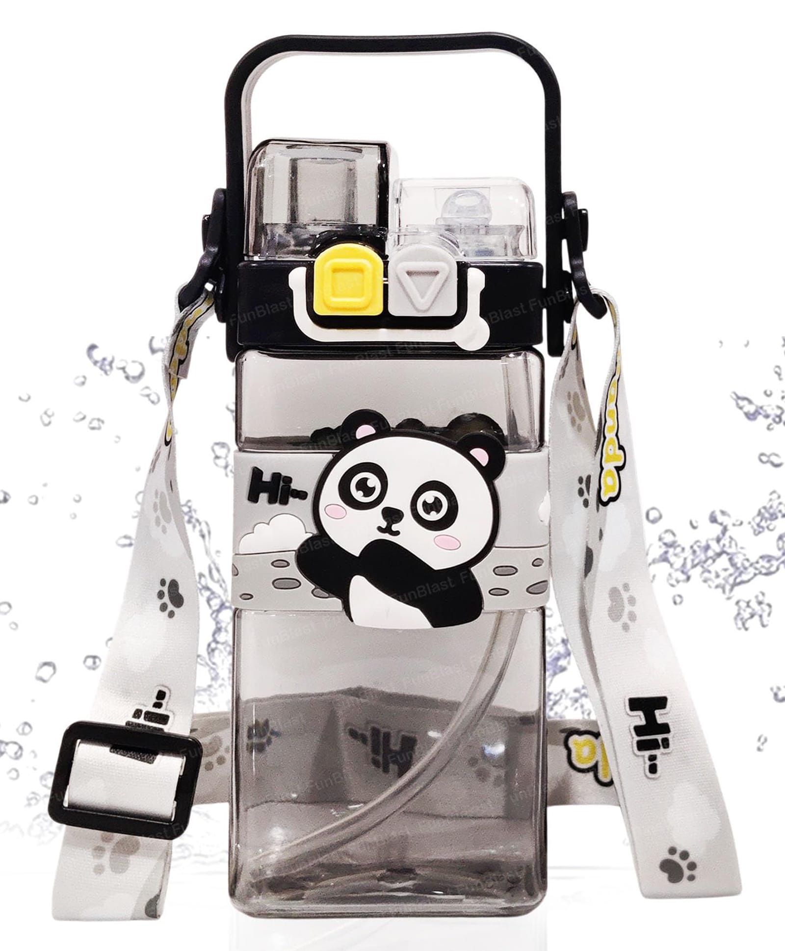 FunBlast Cute Animal Design Water Bottle Dual Cap with Straw, Strap & Carry Handle for kids 520 ml-picture-36