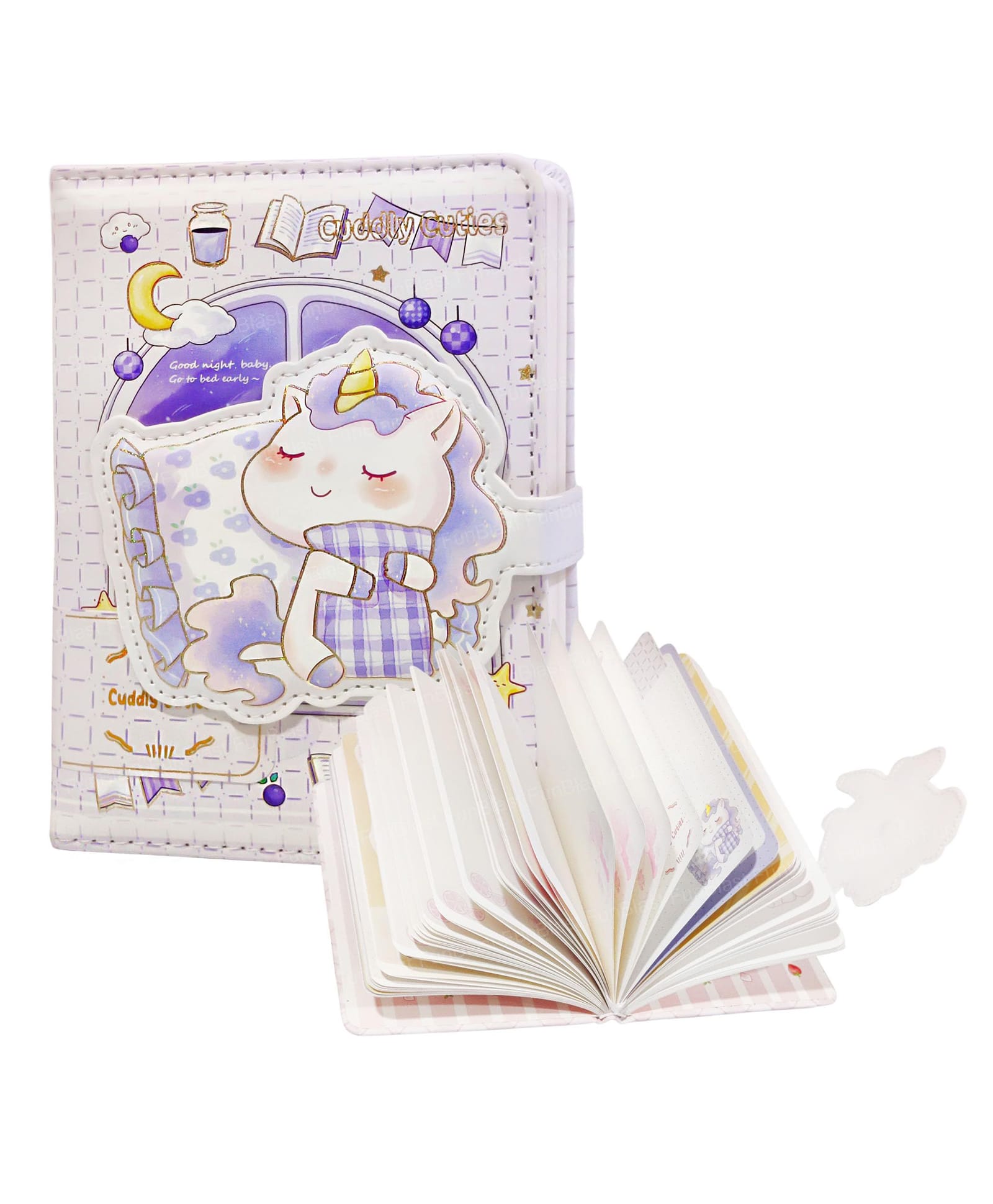 FunBlast Kawaii A5 Diary with Magnetic Buckle Lock Pack of 1 (Purple)-picture-5