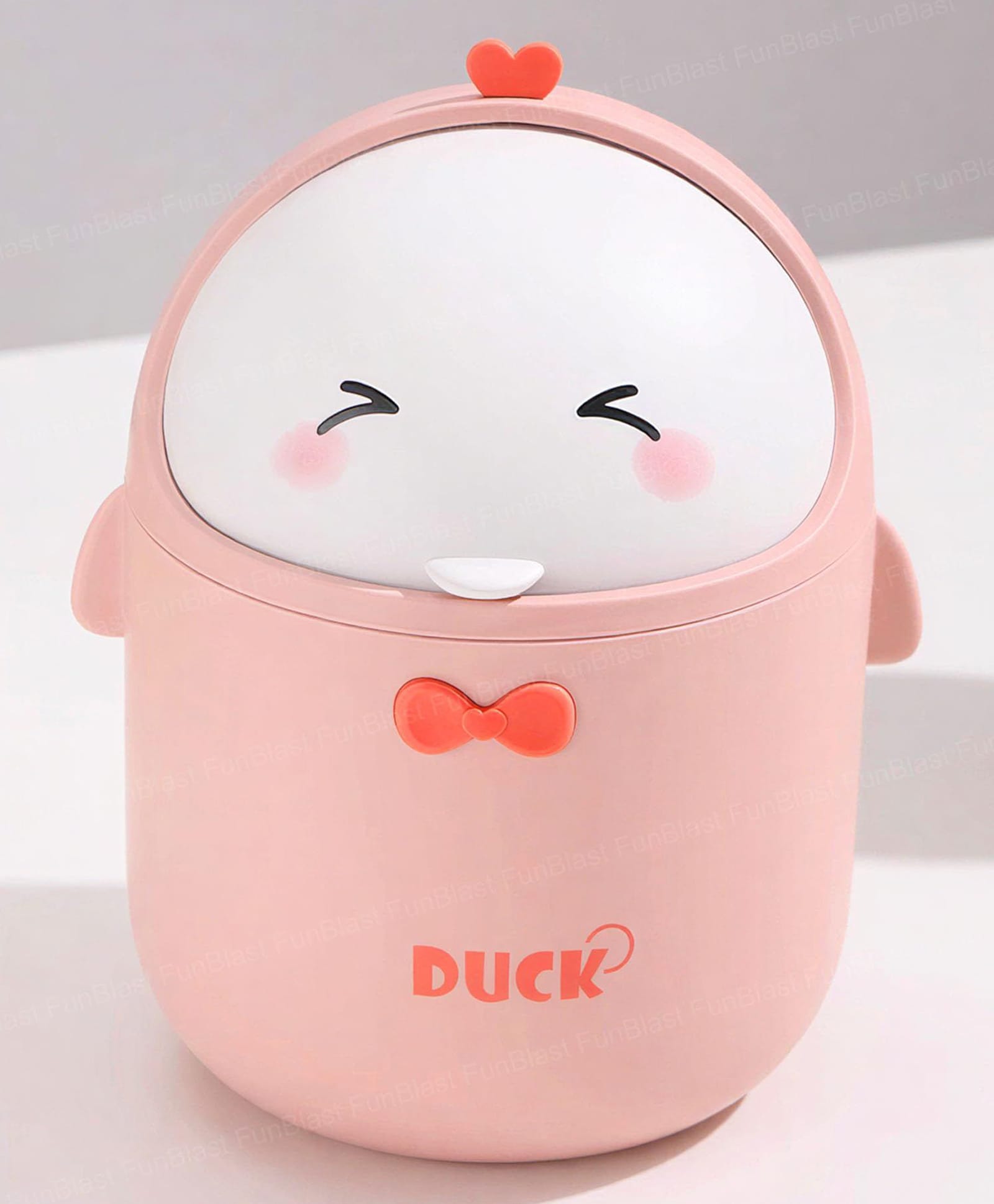 FunBlast Cute Duck Mini Table Dustbin with Swing Top Lid Pack of 1 (Pink)-picture-17