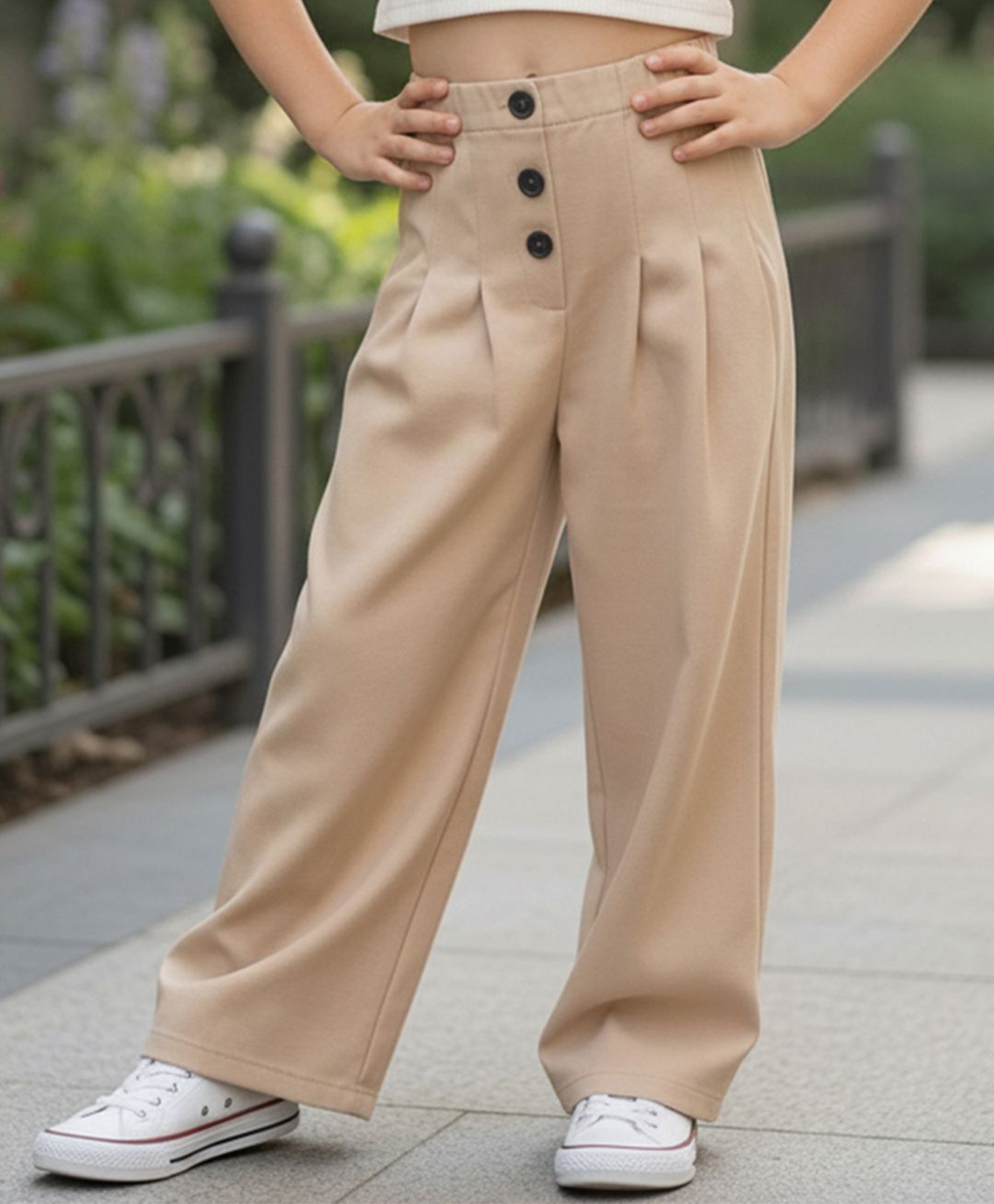 Cutiekins Linen Woven Solid Flared Pants - Beige-picture-21